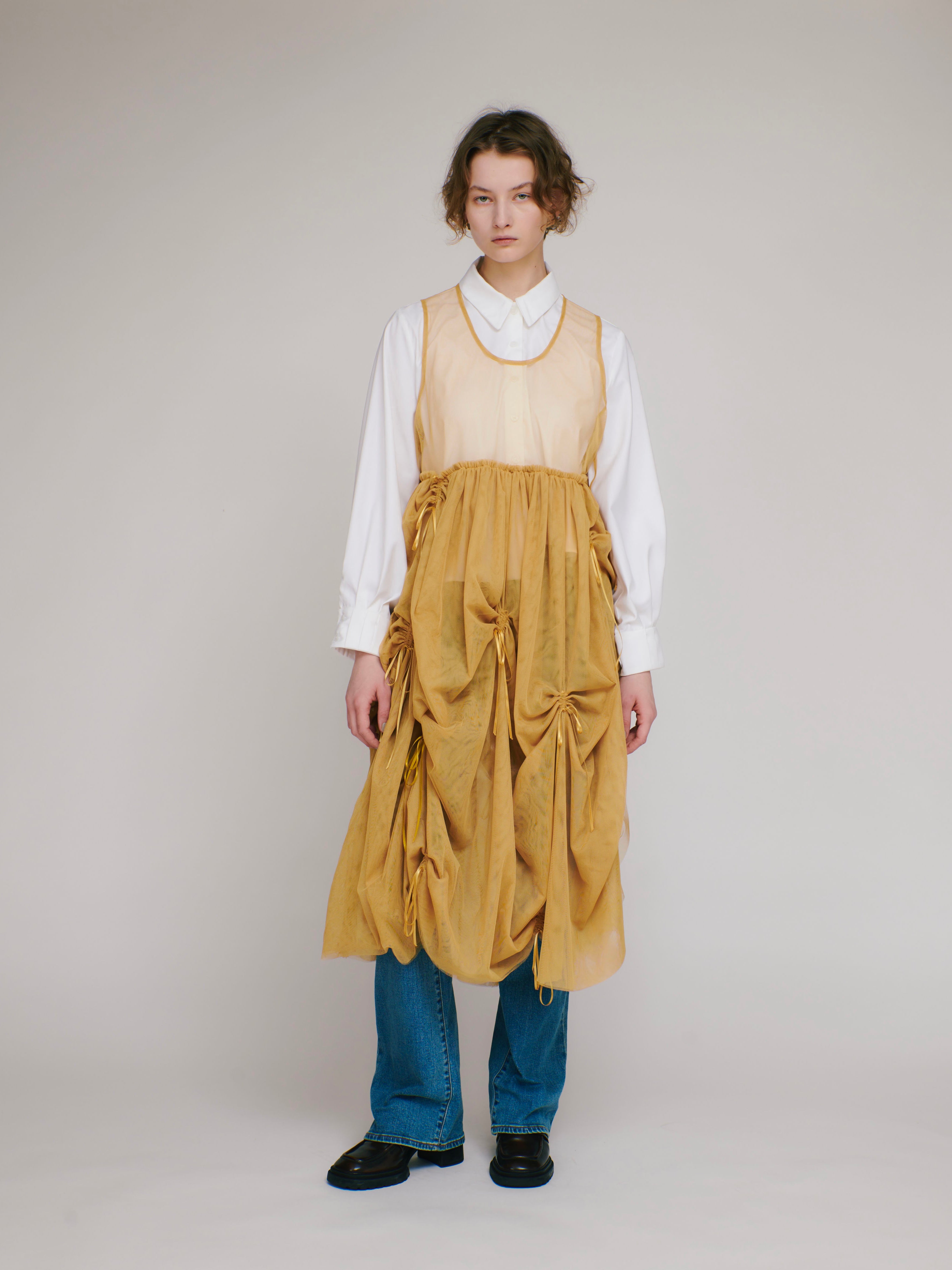 Tulle ribbon dress (yellow)