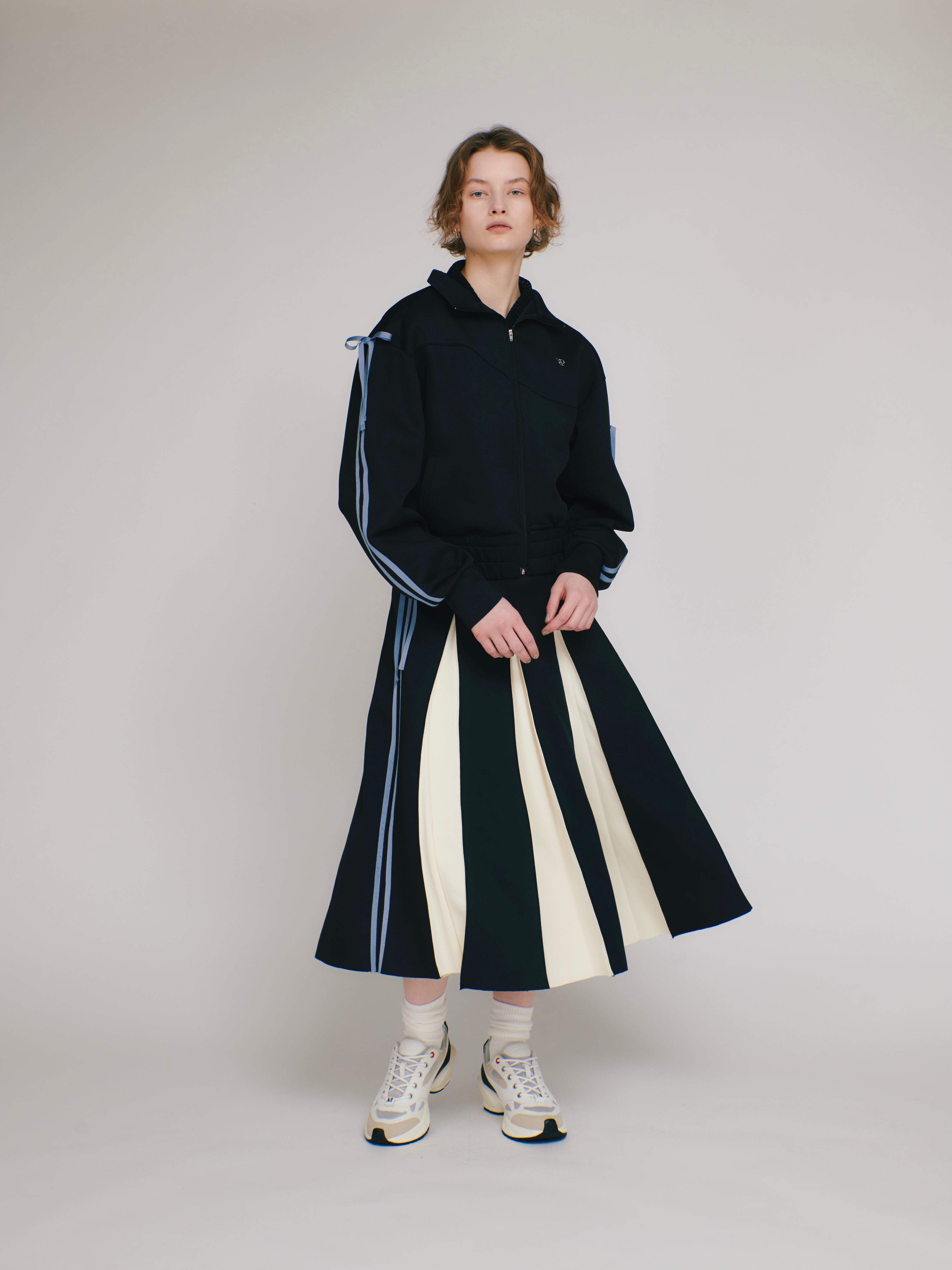 Layered waist jersey skirt (black)
