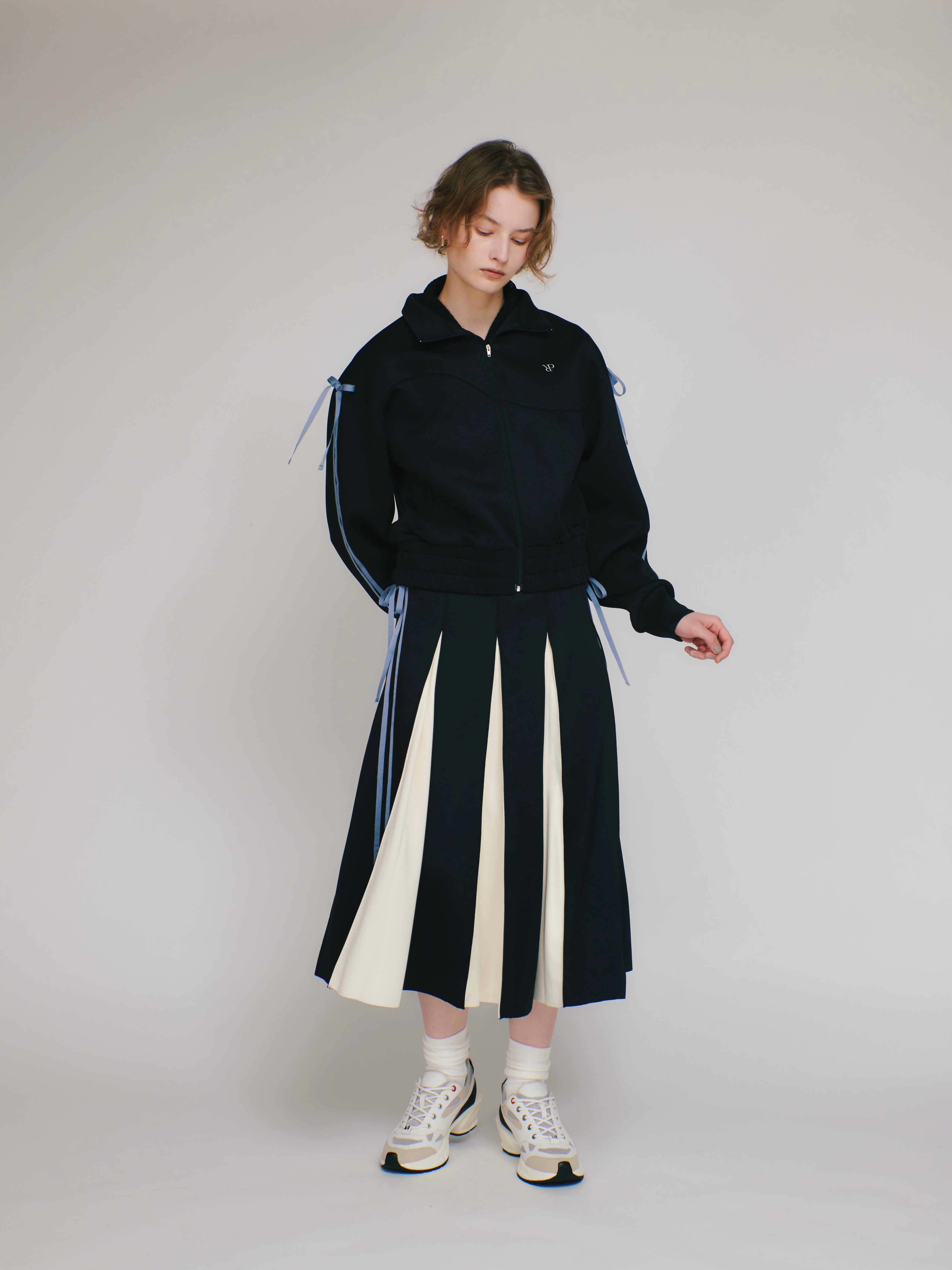 Layered waist jersey skirt (black)