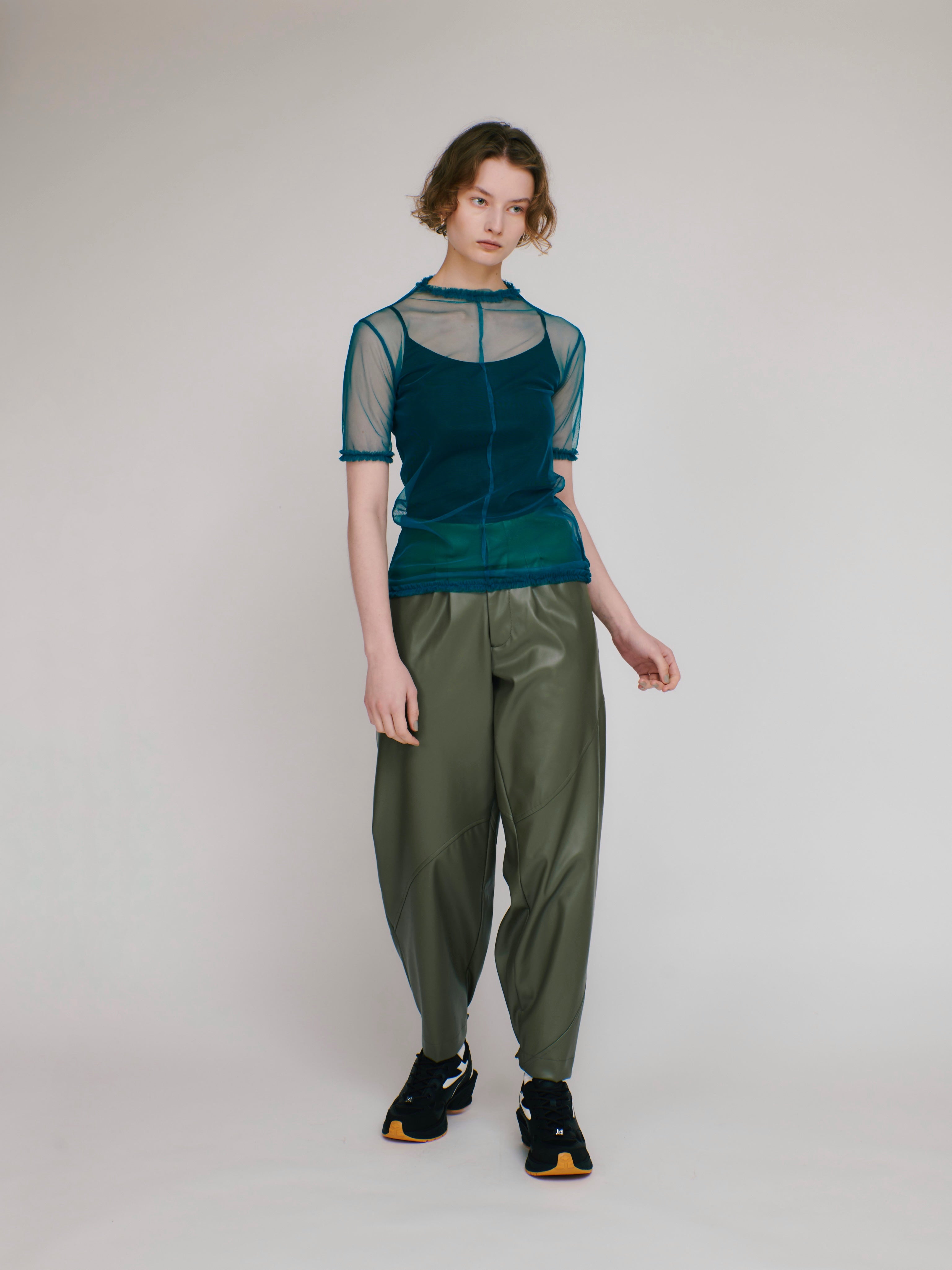 4way layered sheer top (blue×turquoise)