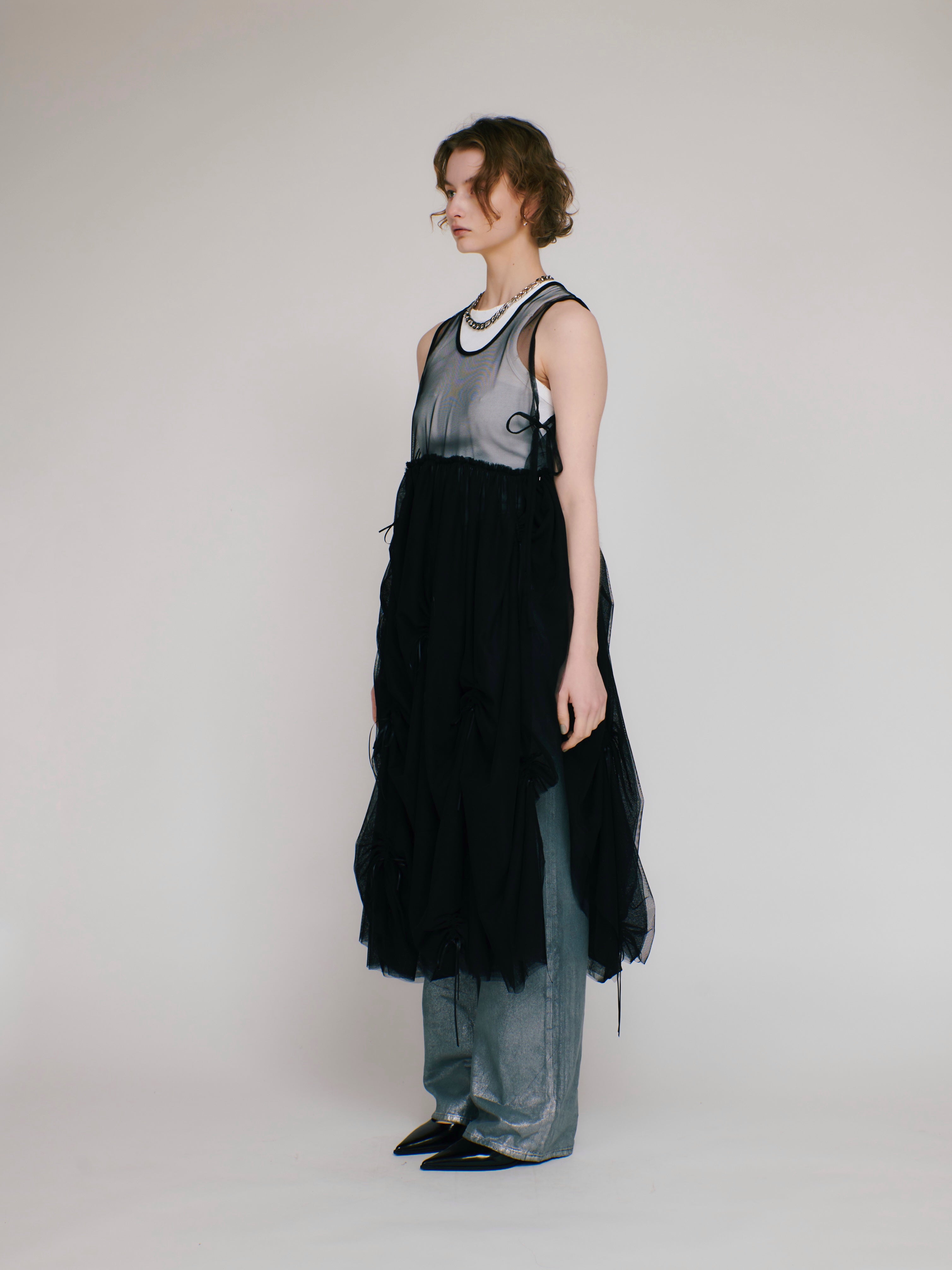 Tulle ribbon dress (black)