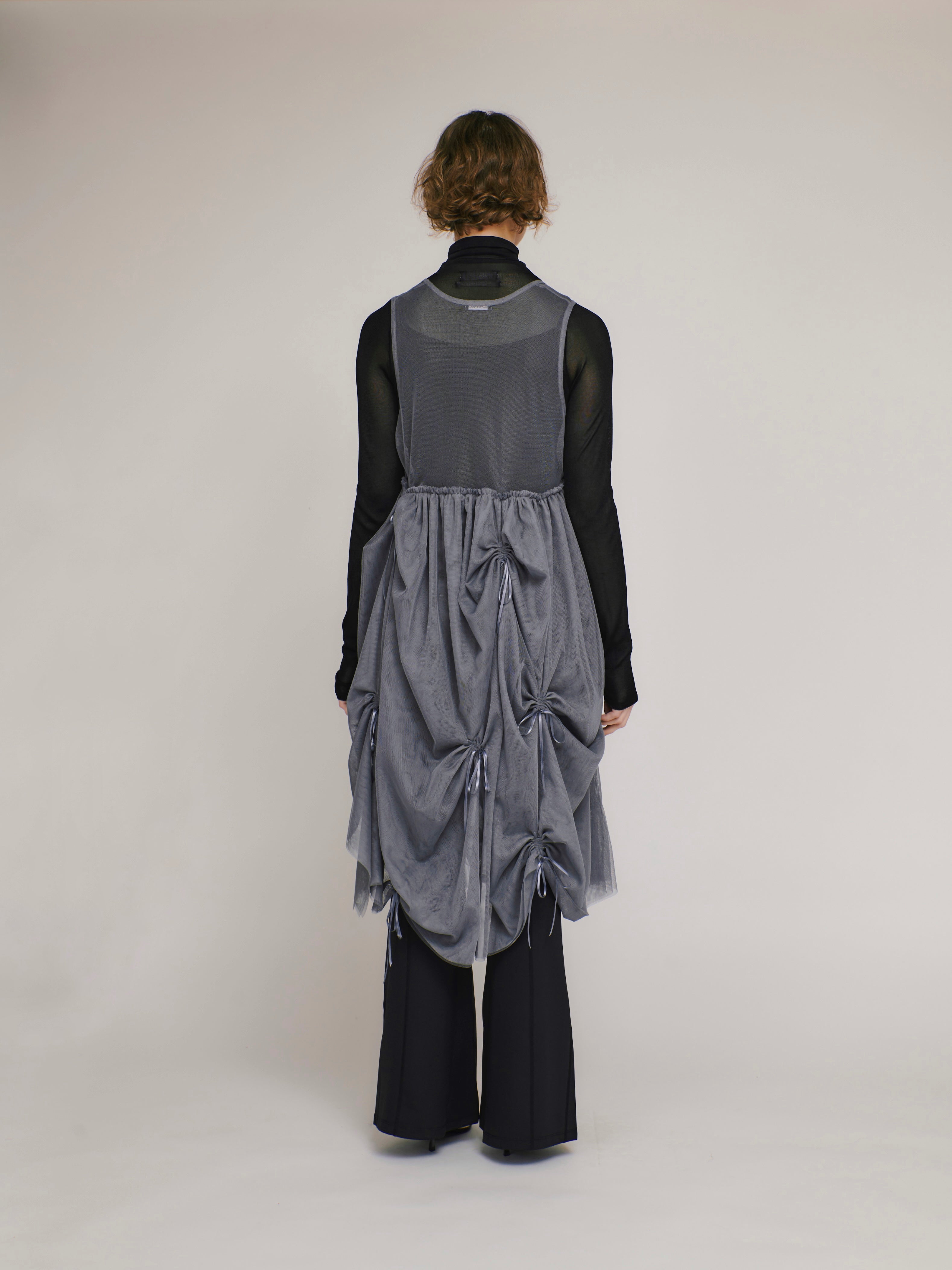 Tulle ribbon dress (gray)