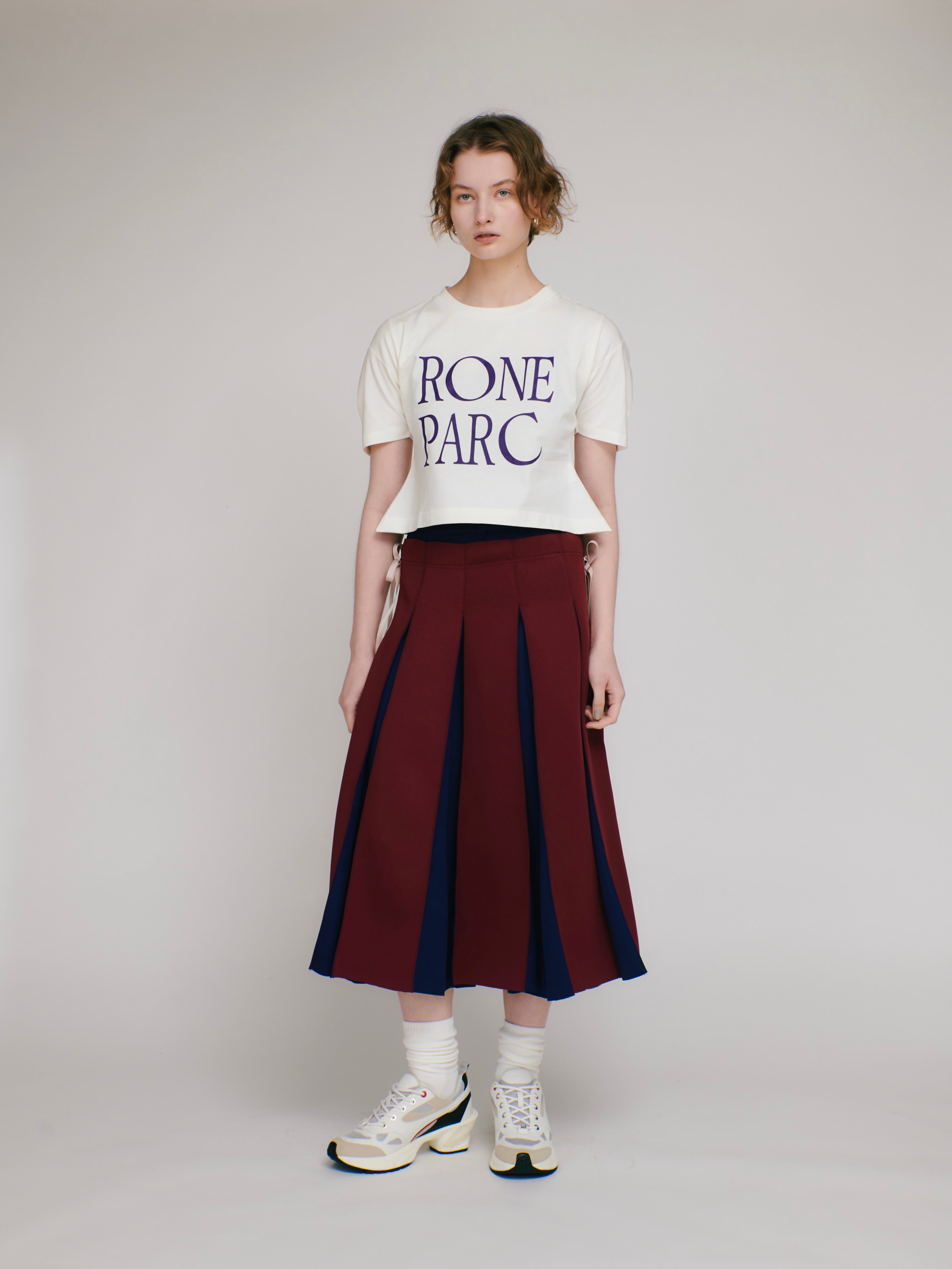 Layered waist jersey skirt (red)