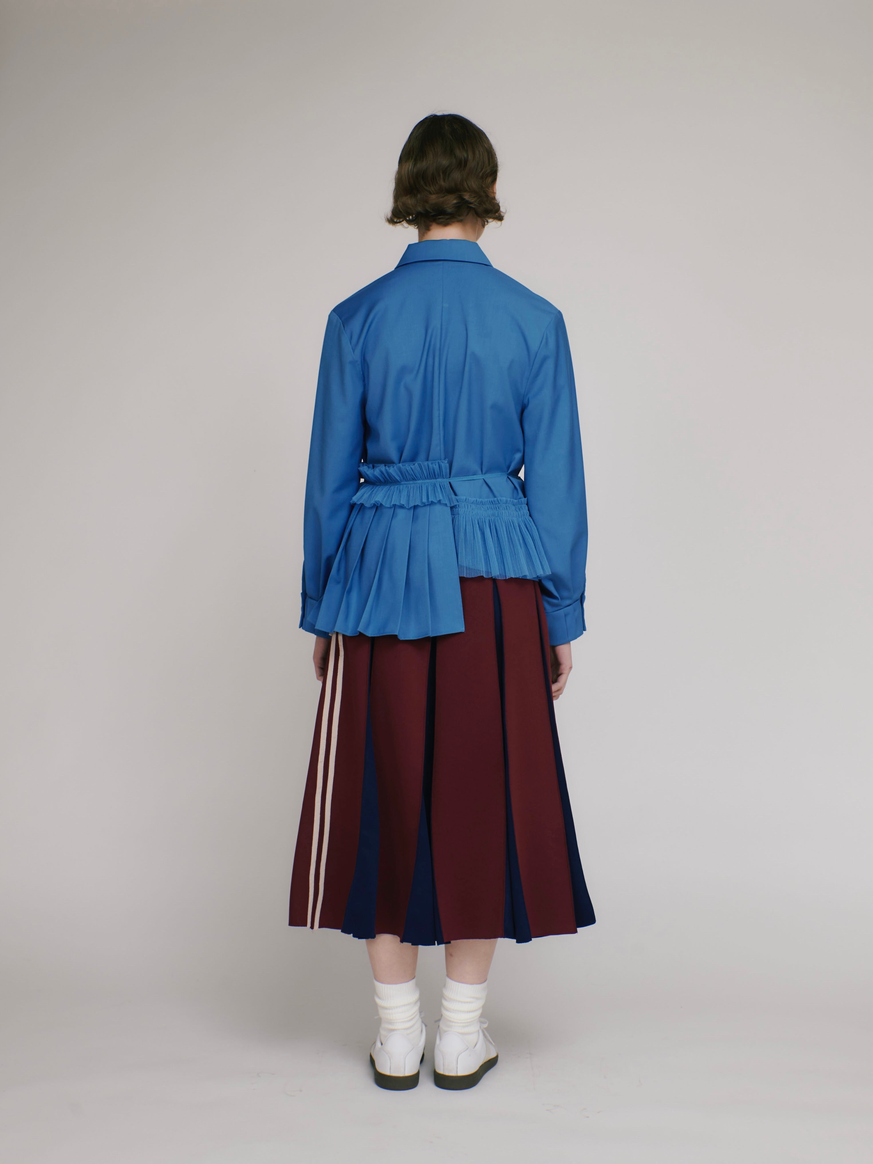 Asymmetry pleats shirt (blue)