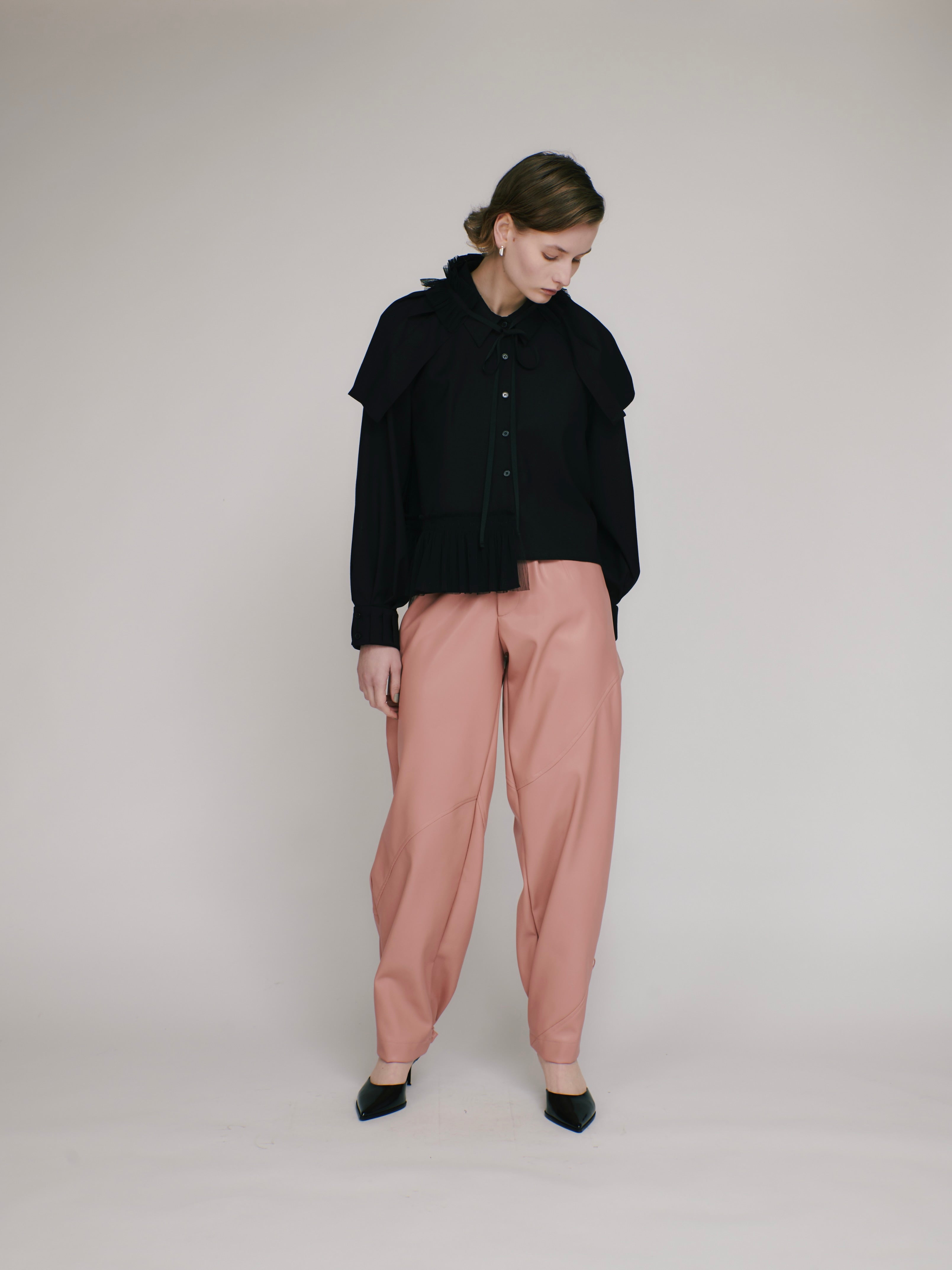 Curve leather pants (pink)
