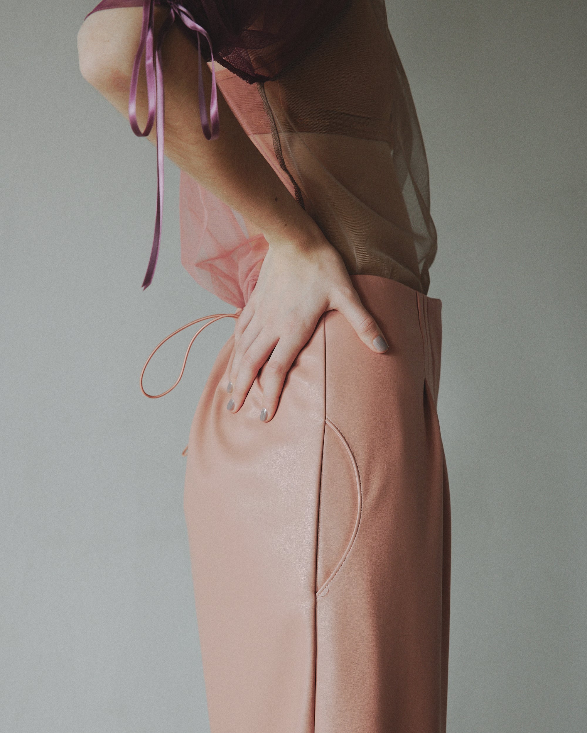 Curve leather pants (pink)