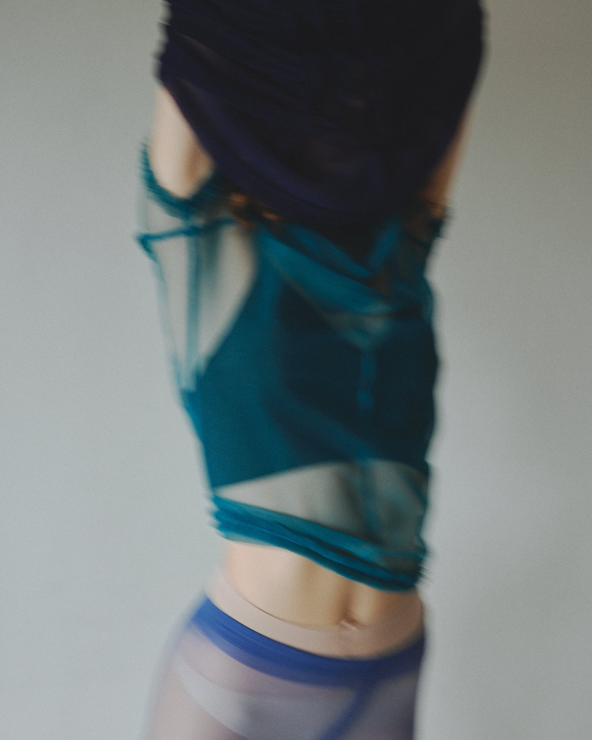 4way layered sheer top (blue×turquoise)