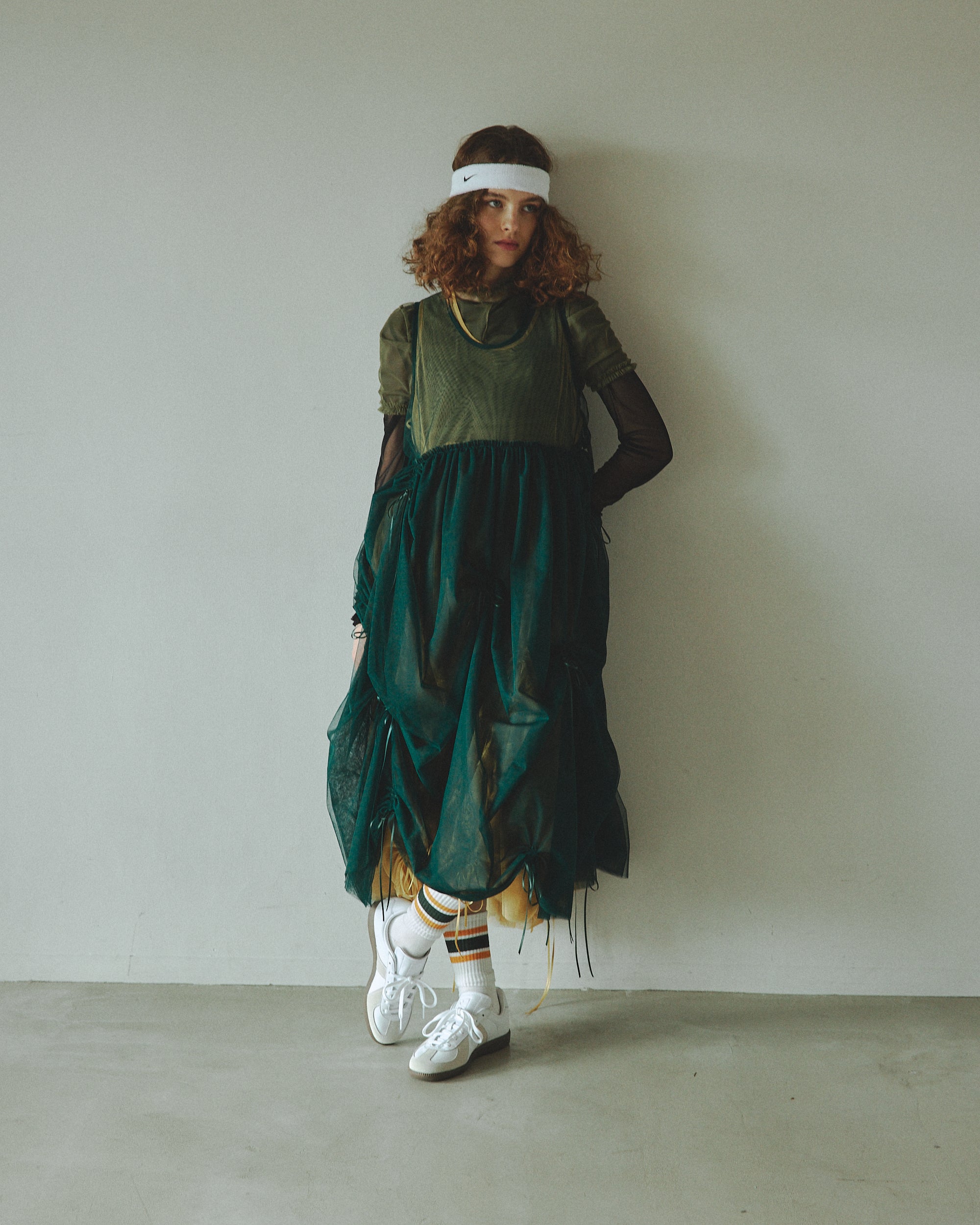 Tulle ribbon dress (green)