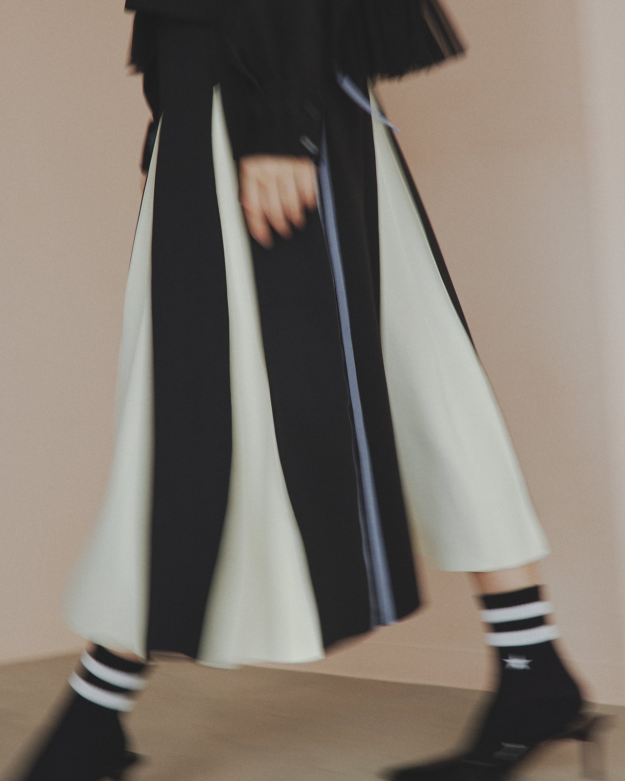 Layered waist jersey skirt (black)