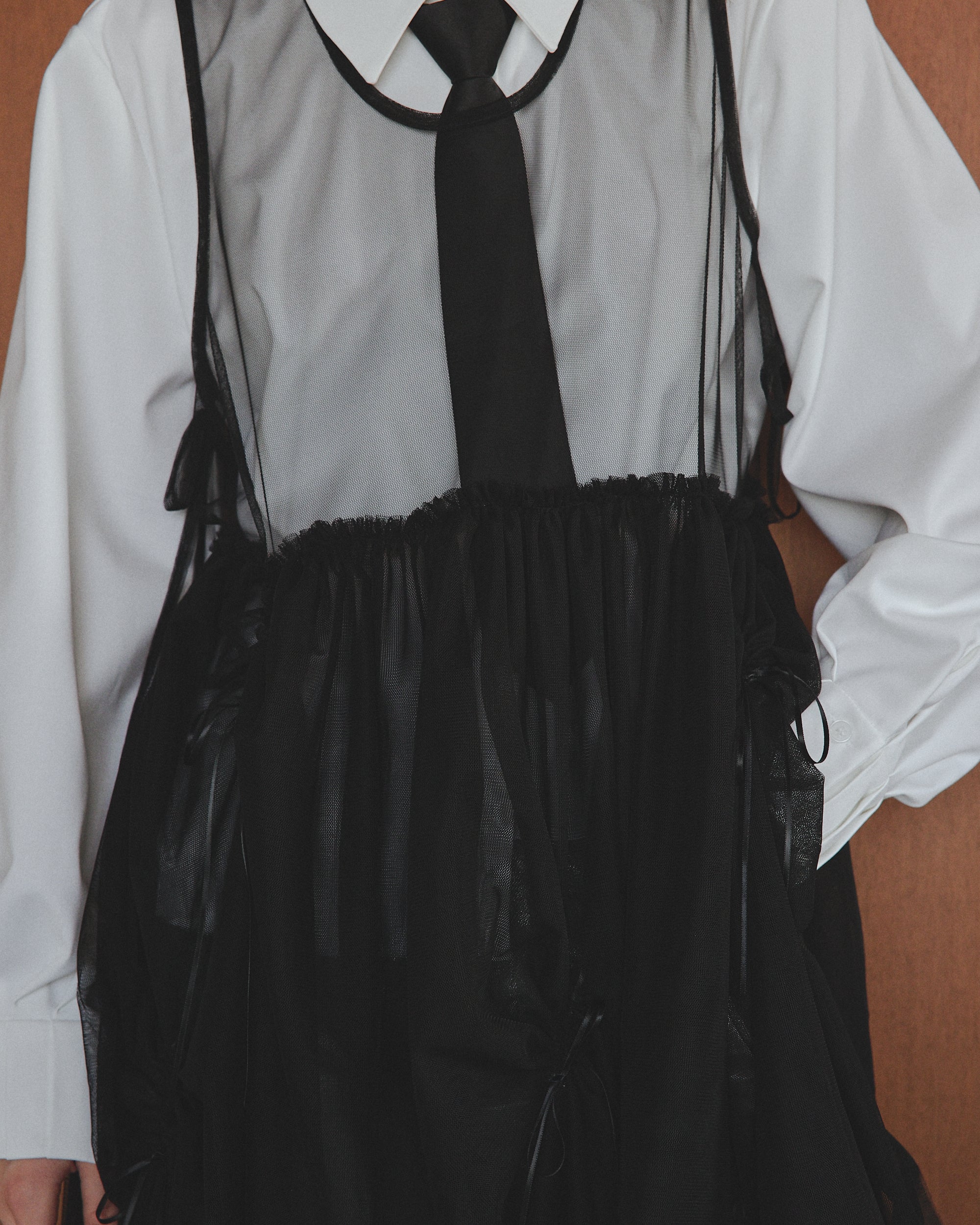 Tulle ribbon dress (black)