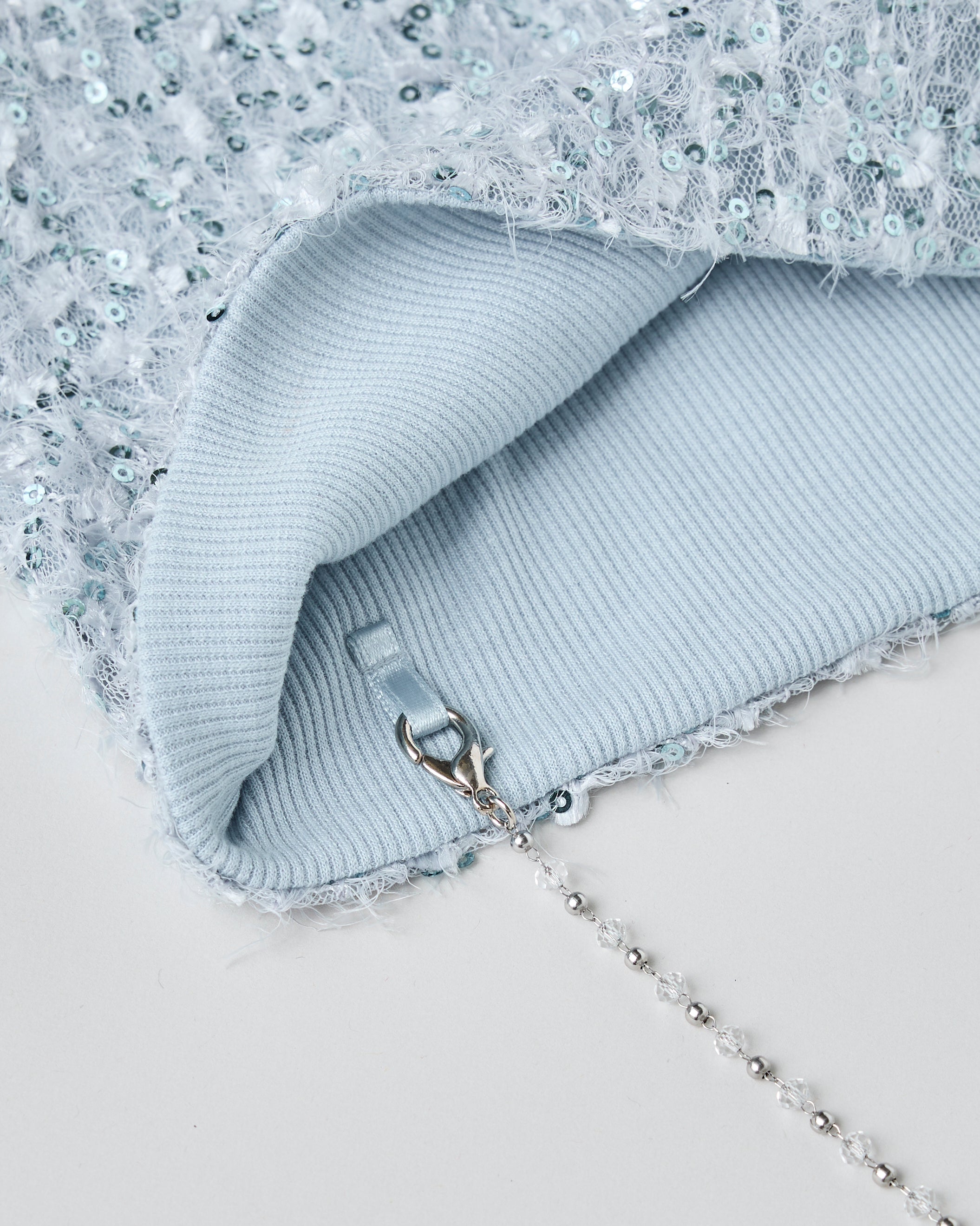 Spangle shaggy beanie (ice blue)