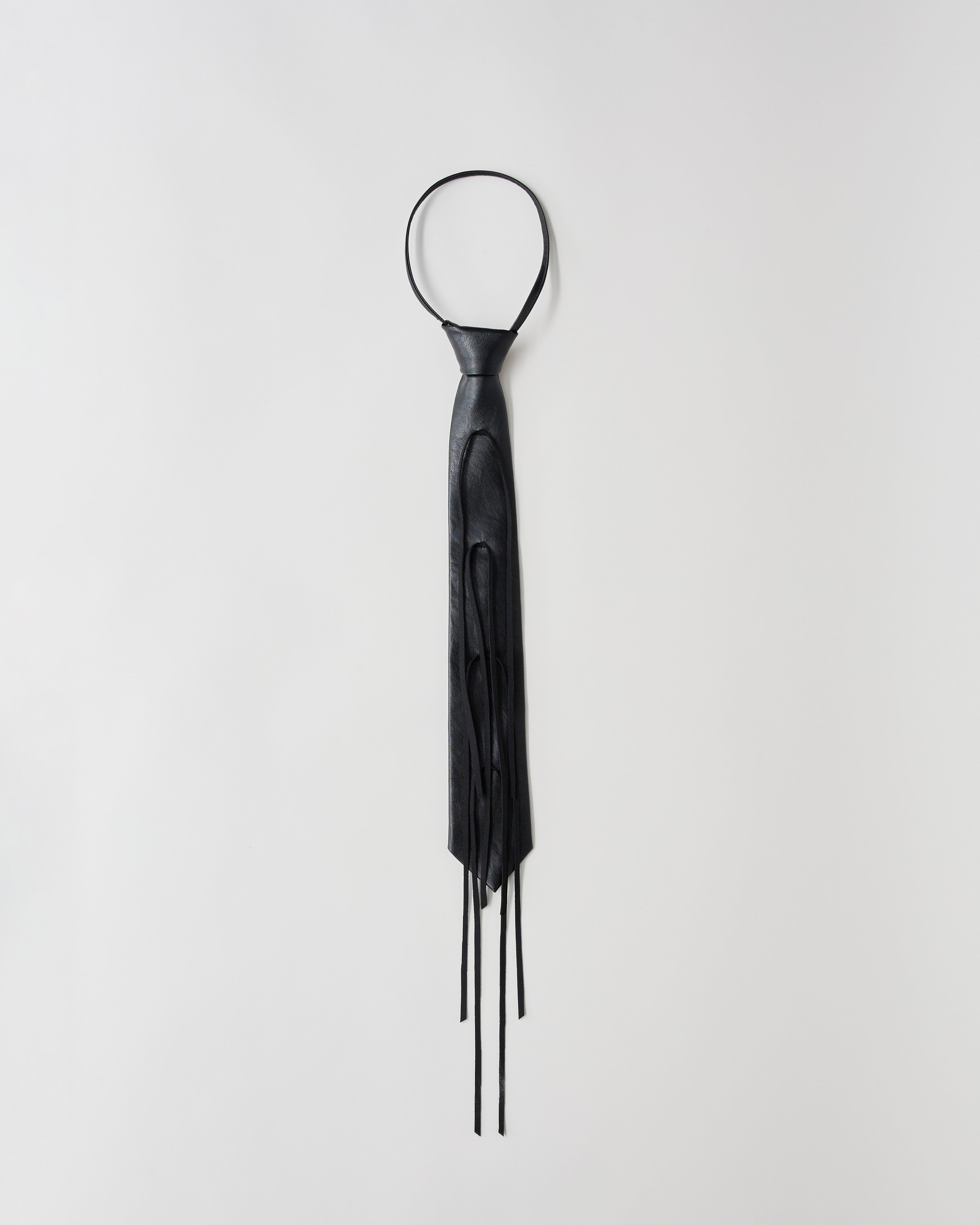 【 RONE PARC×renya 】 Leather ribbon rope tie (black)