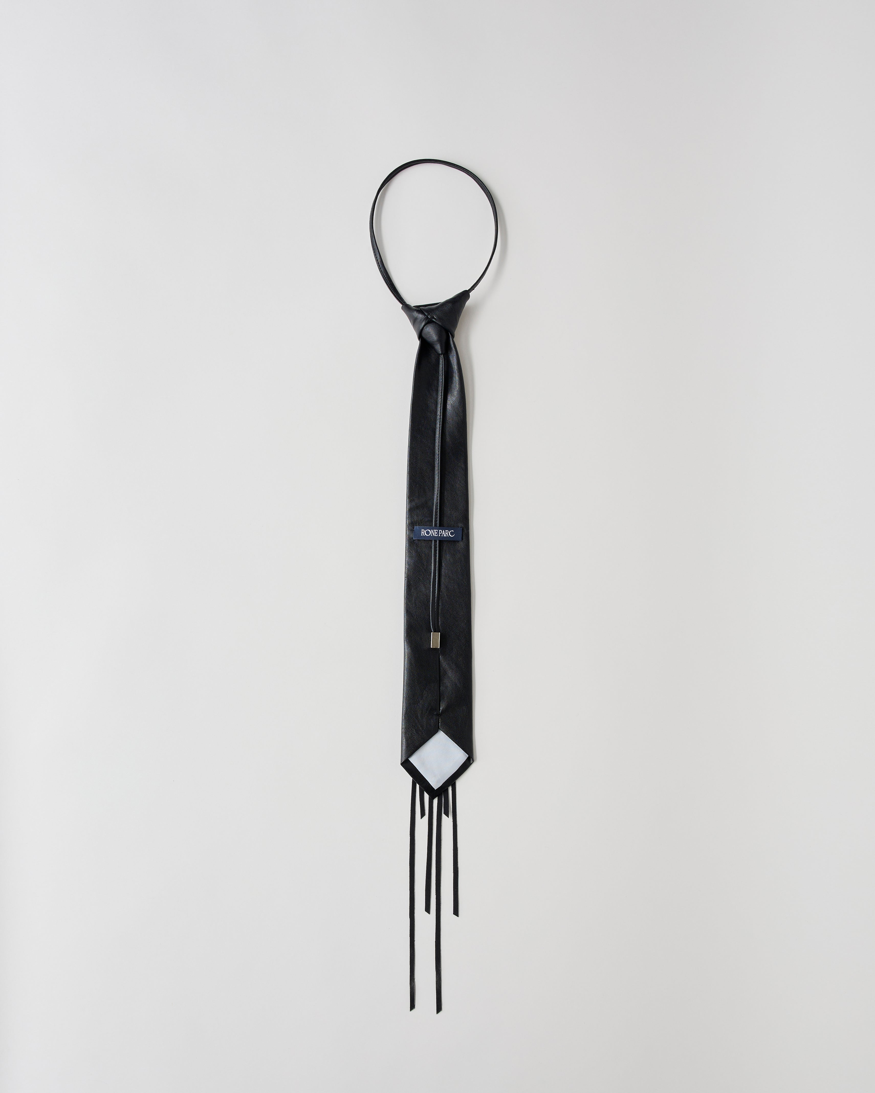 【 RONE PARC×renya 】 Leather ribbon rope tie (black)