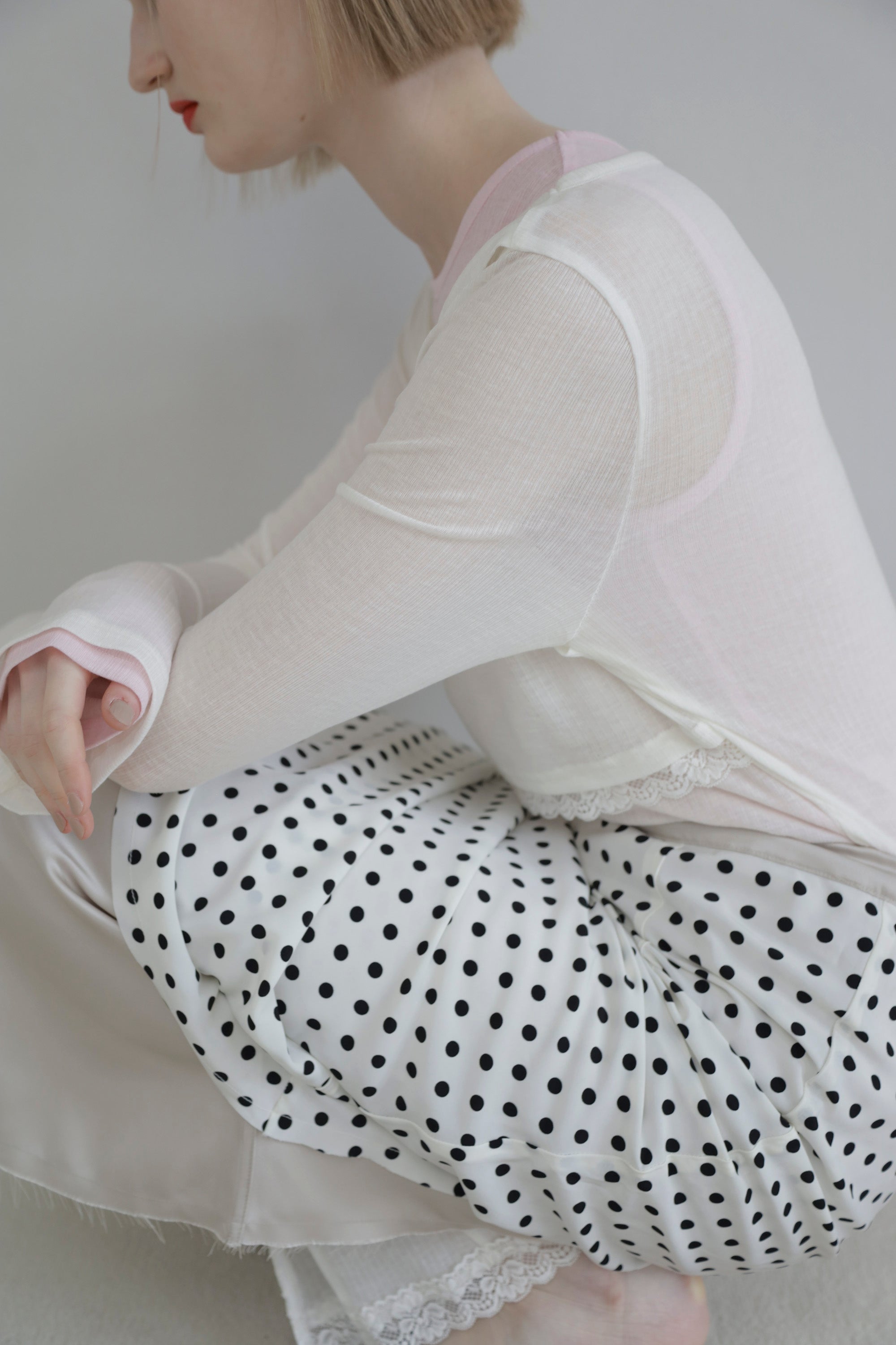 Rib sheer tops (offwhite)