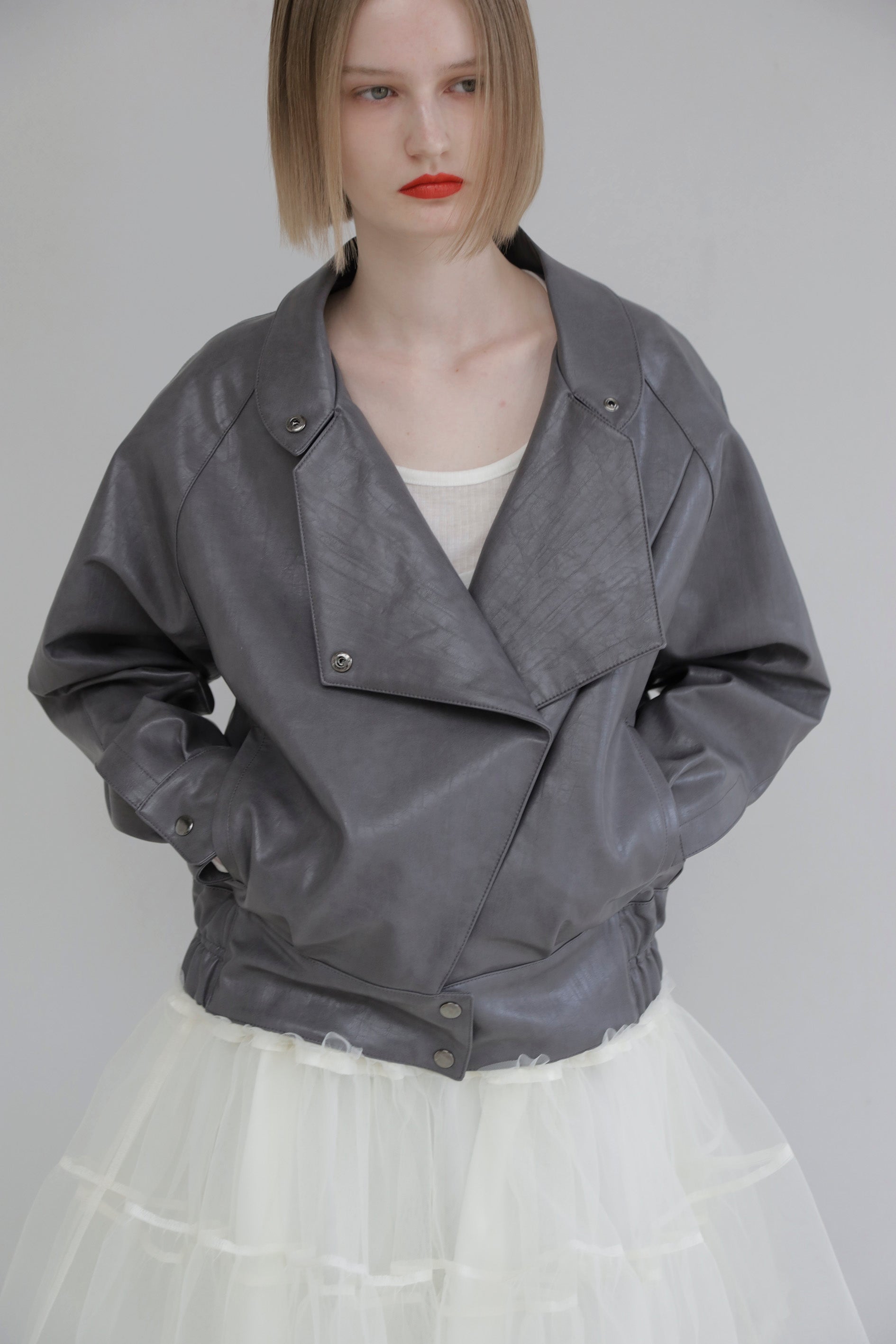 Leather jacket (charcoal)