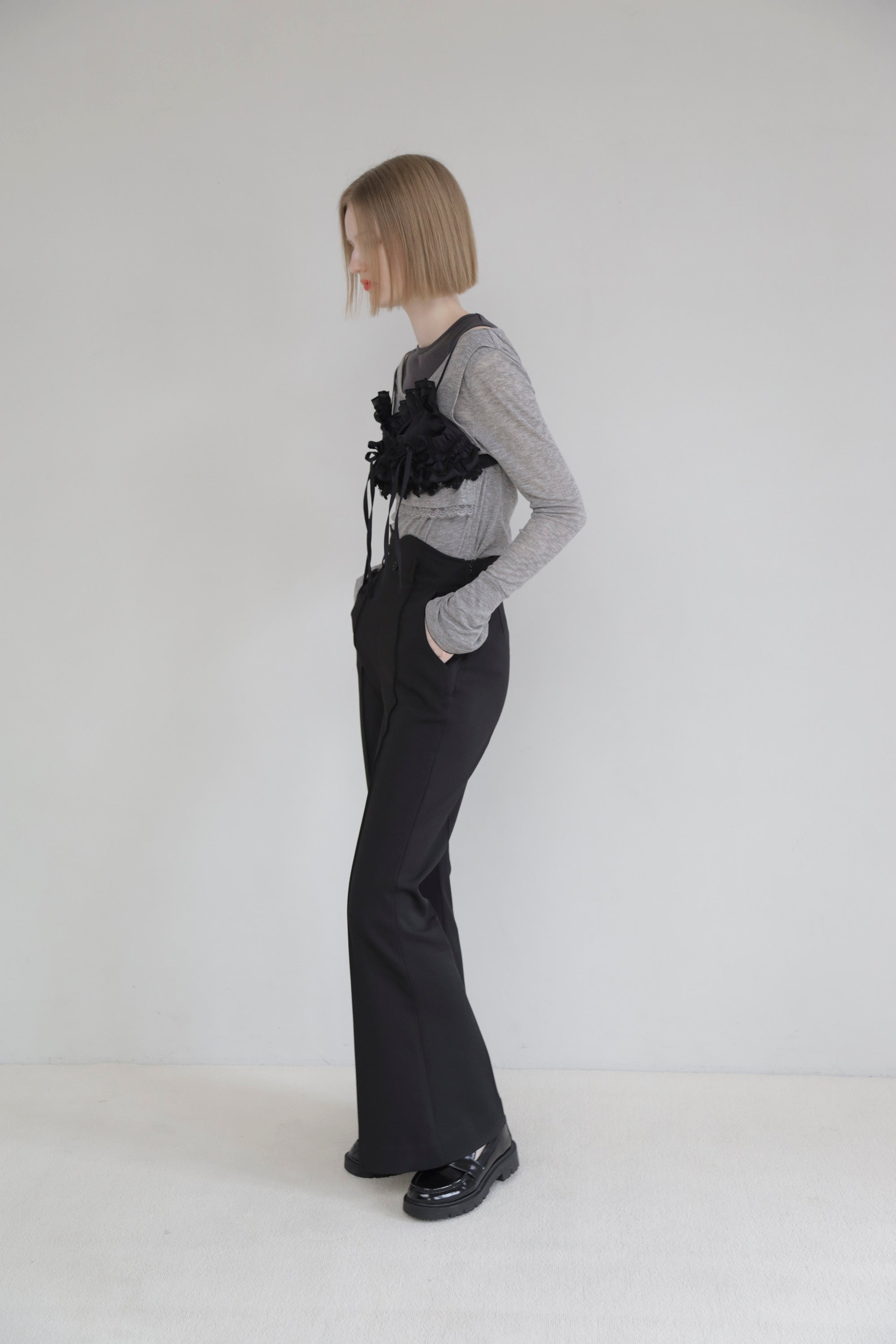 Rib sheer tops (gray)