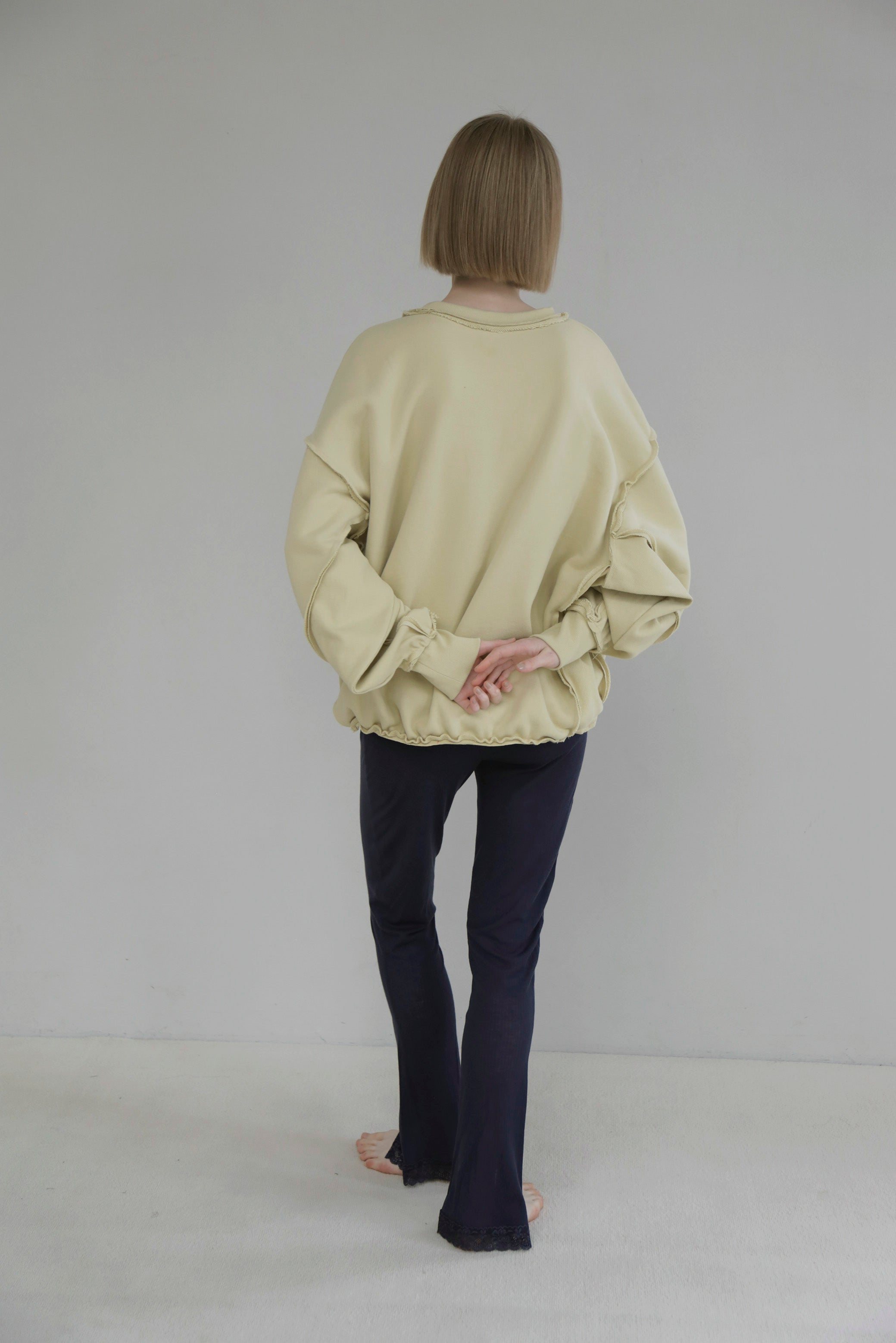 Rib sheer pants (navy)