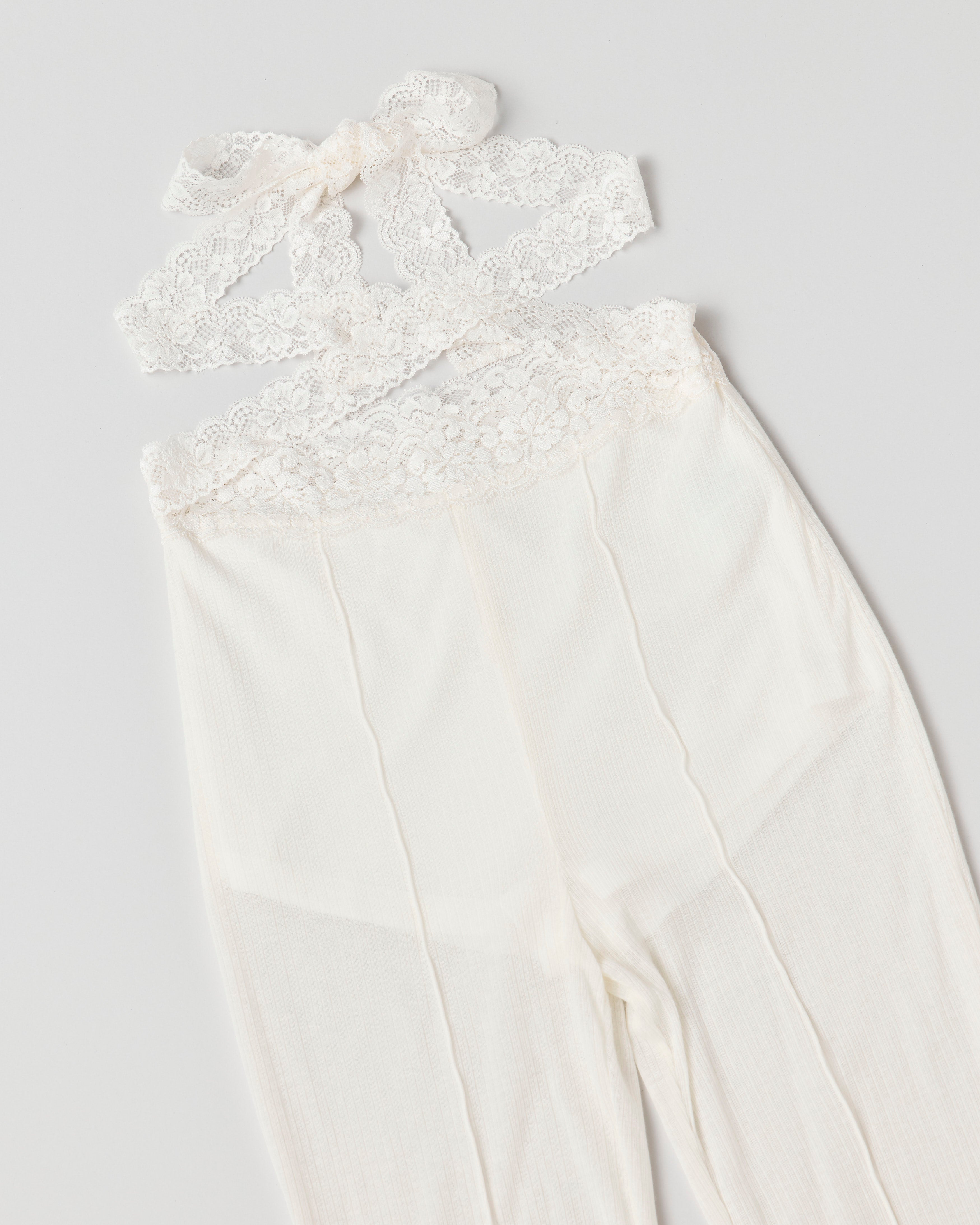 Rib sheer pants (off white)