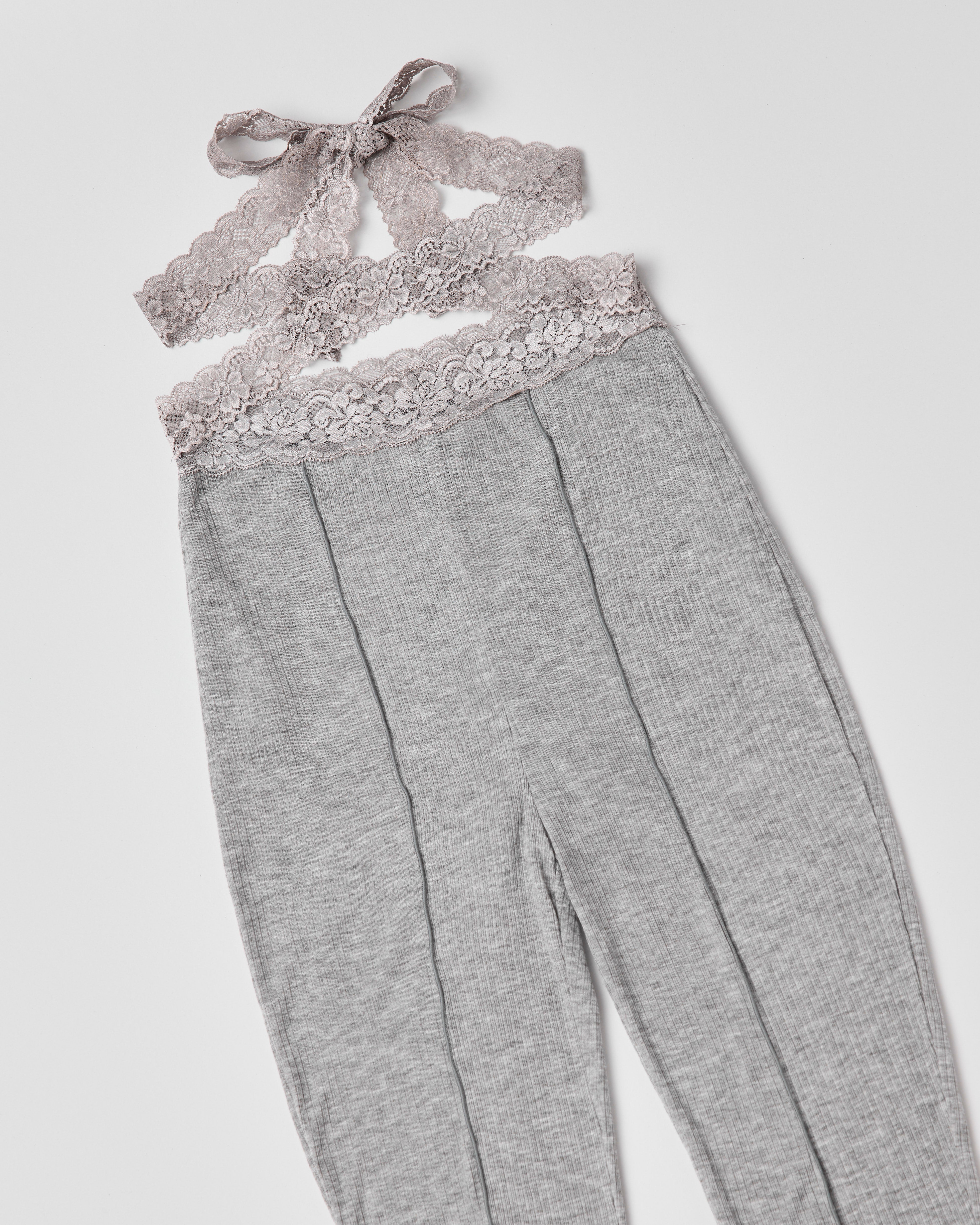 Rib sheer pants (gray)