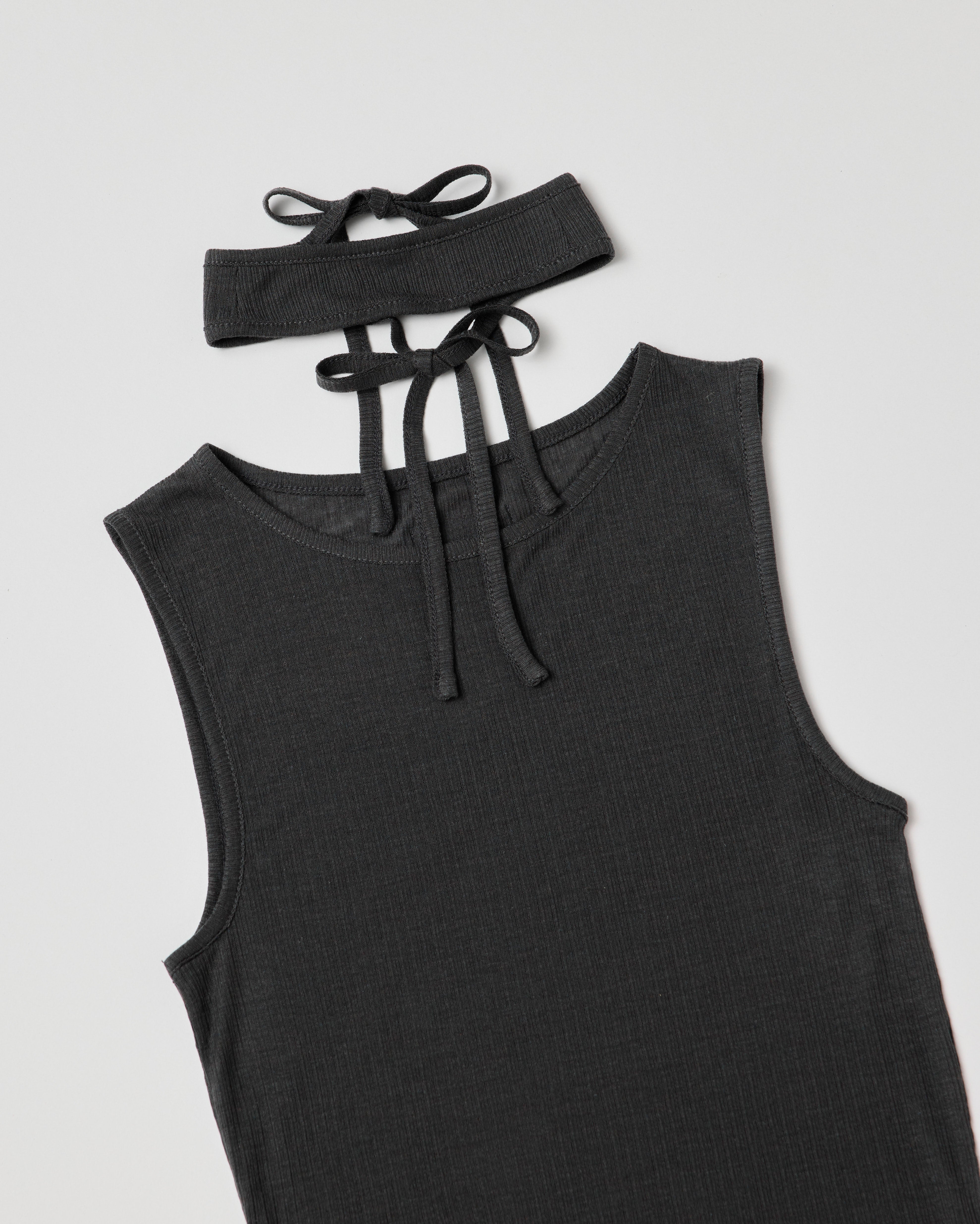 Rib sheer tank top (black)