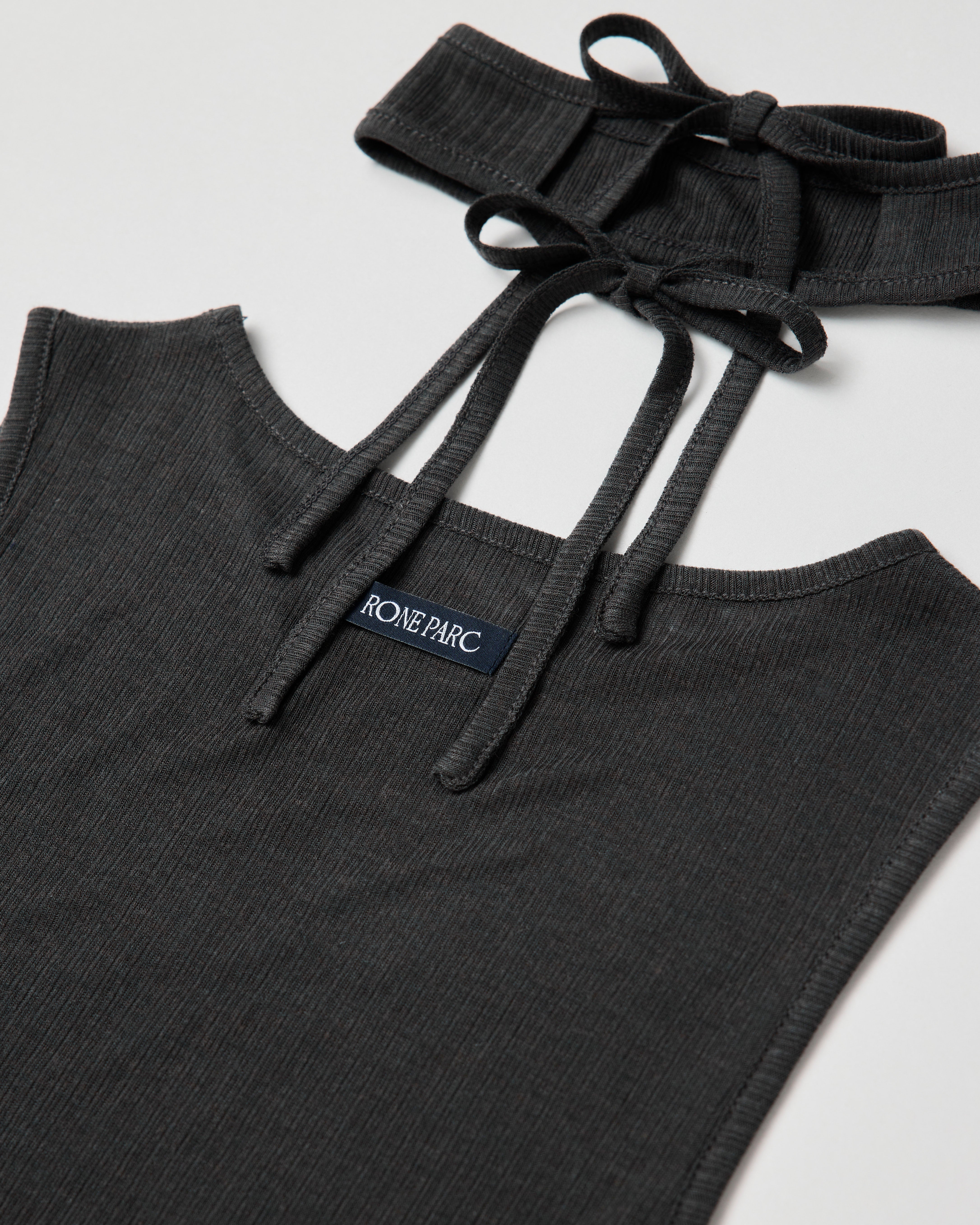 Rib sheer tank top (black)