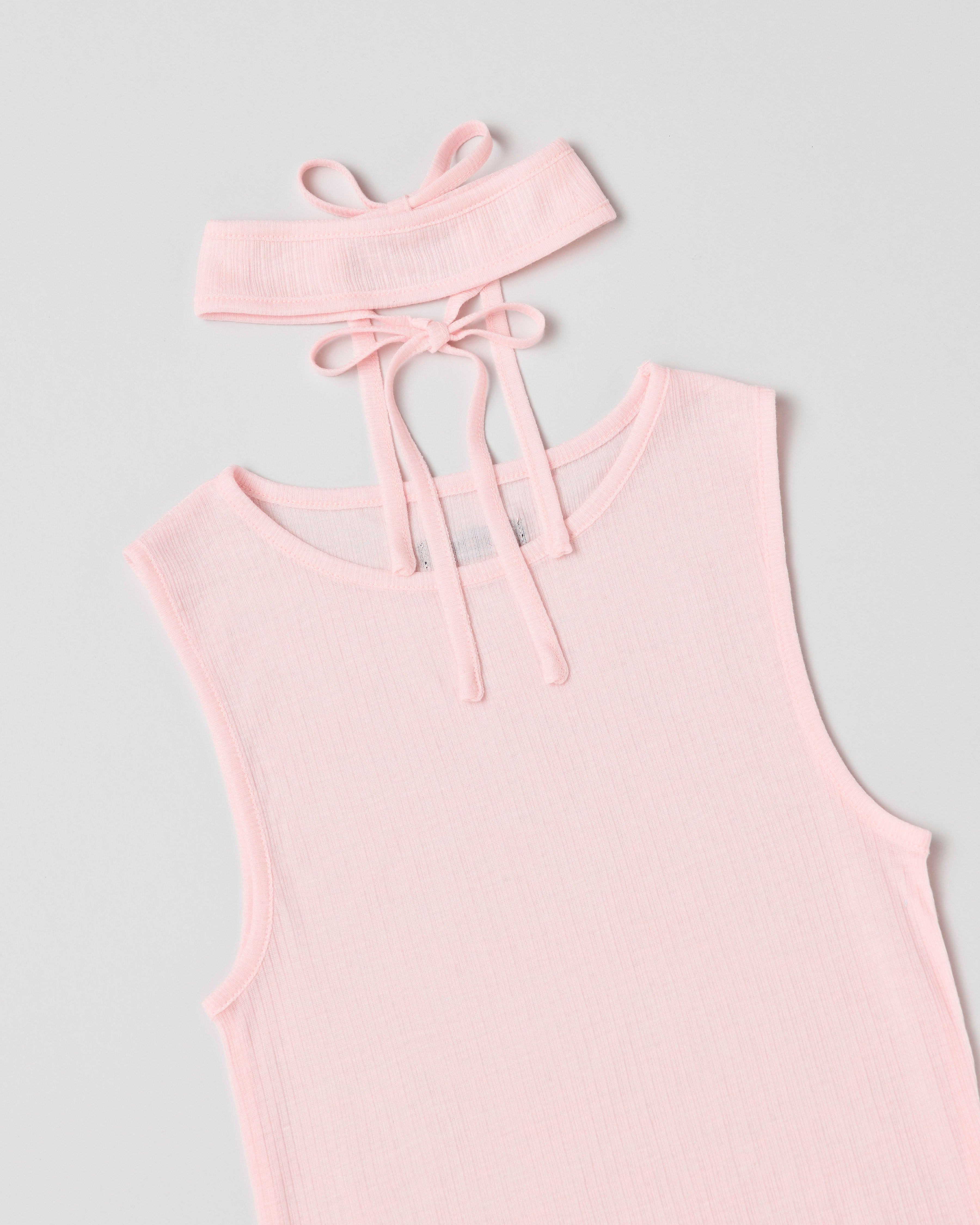 Rib sheer tank top (pink)