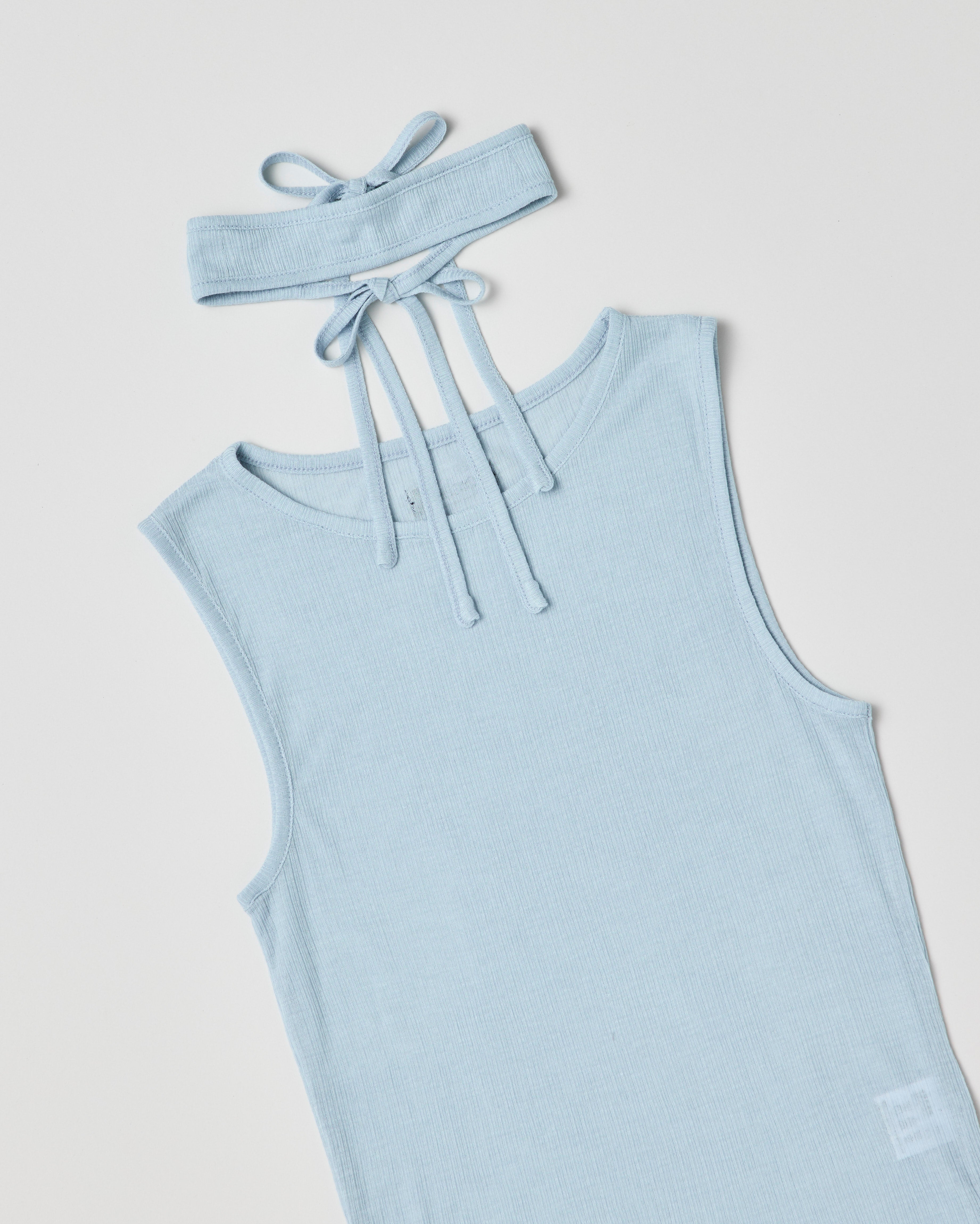 Rib sheer tank top (light blue)