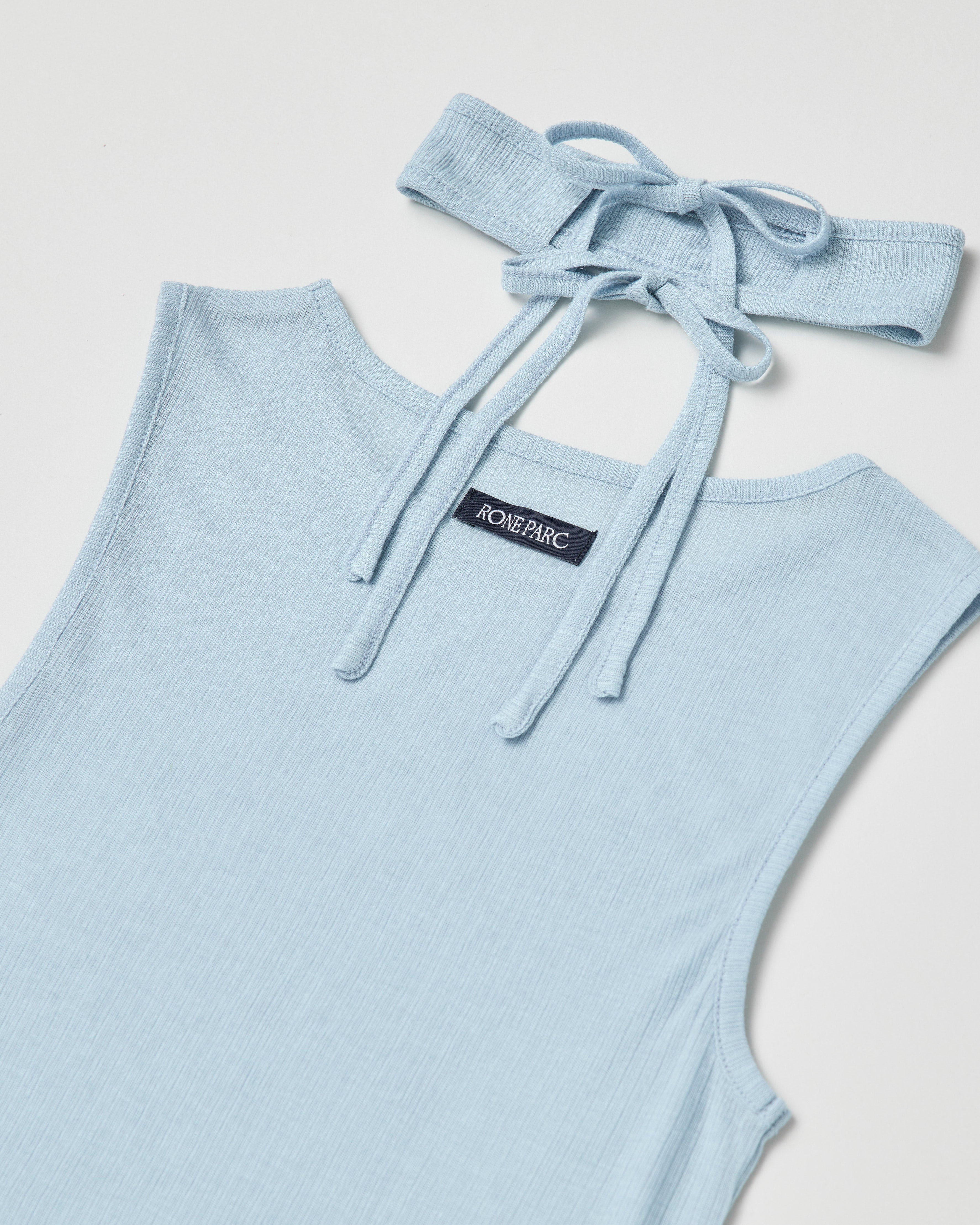 Rib sheer tank top (light blue)