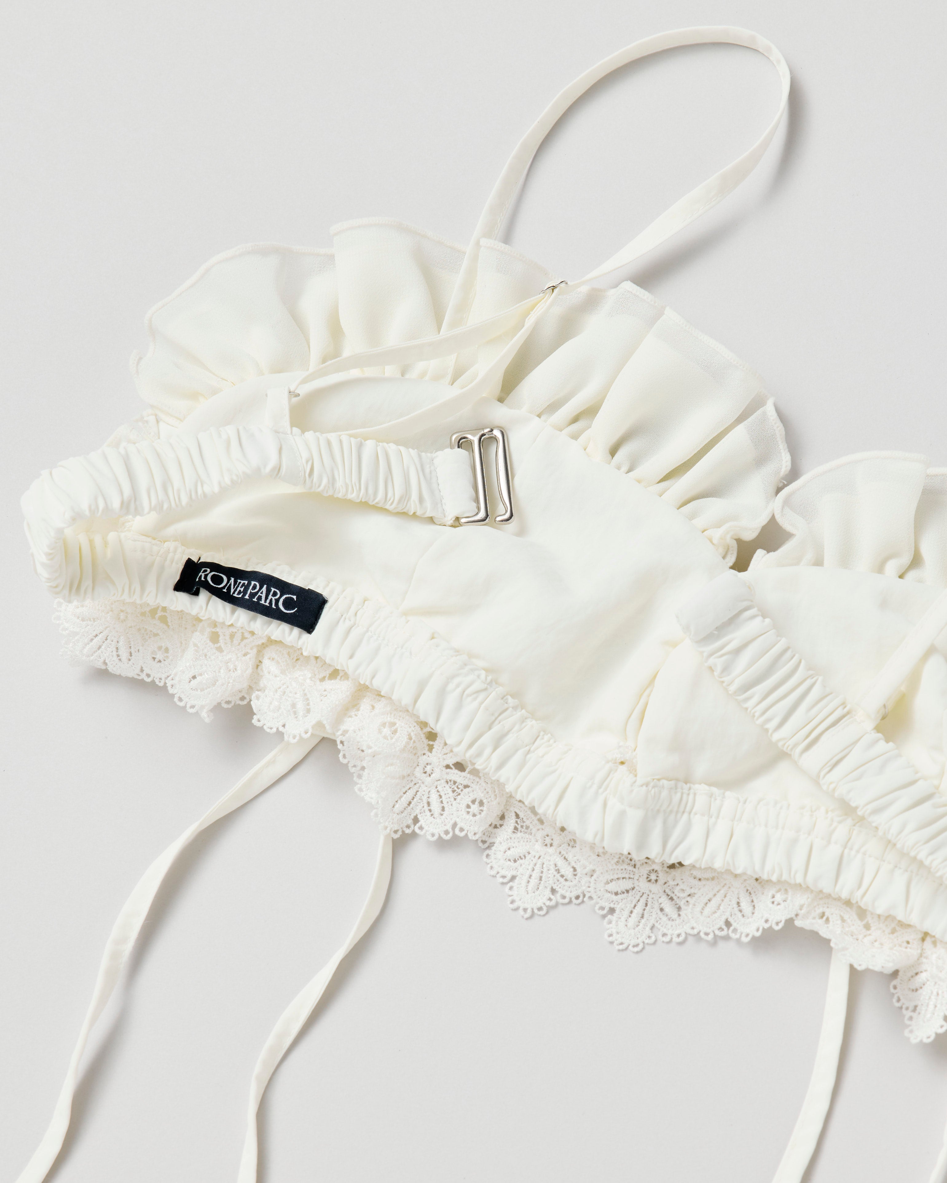 Frill pocket bustier (off white)