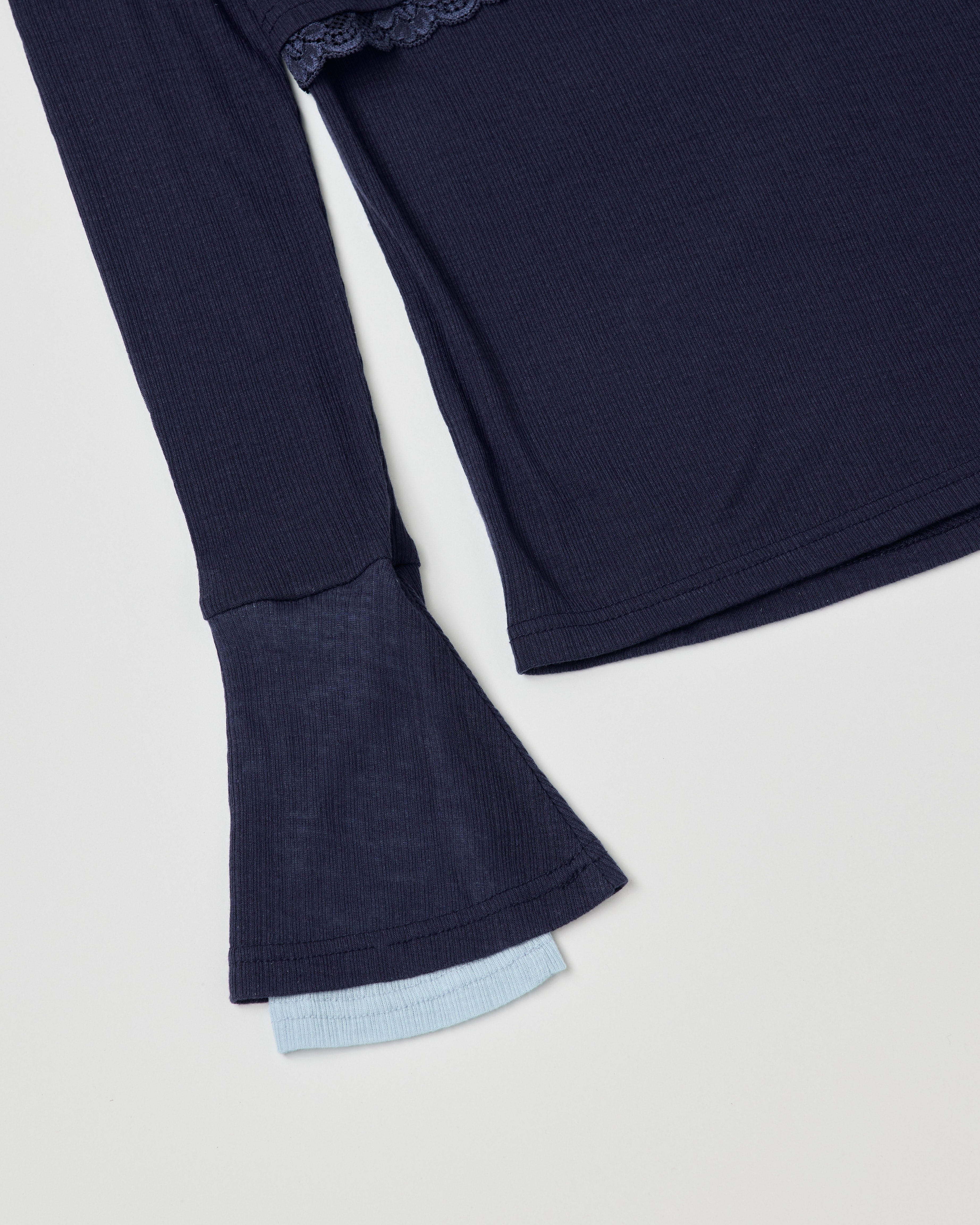 Rib sheer tops (navy)