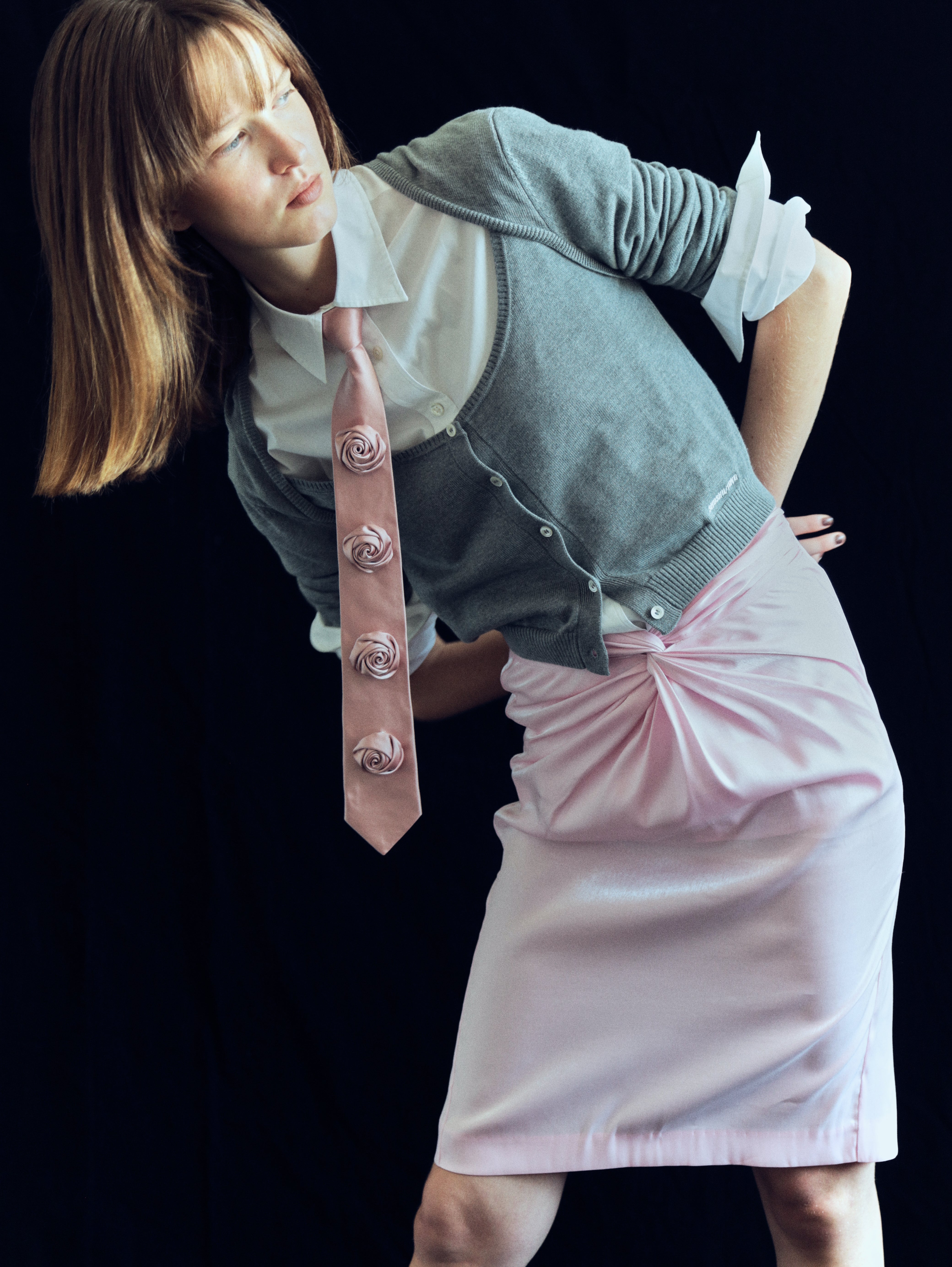 Rose rope tie (pink)