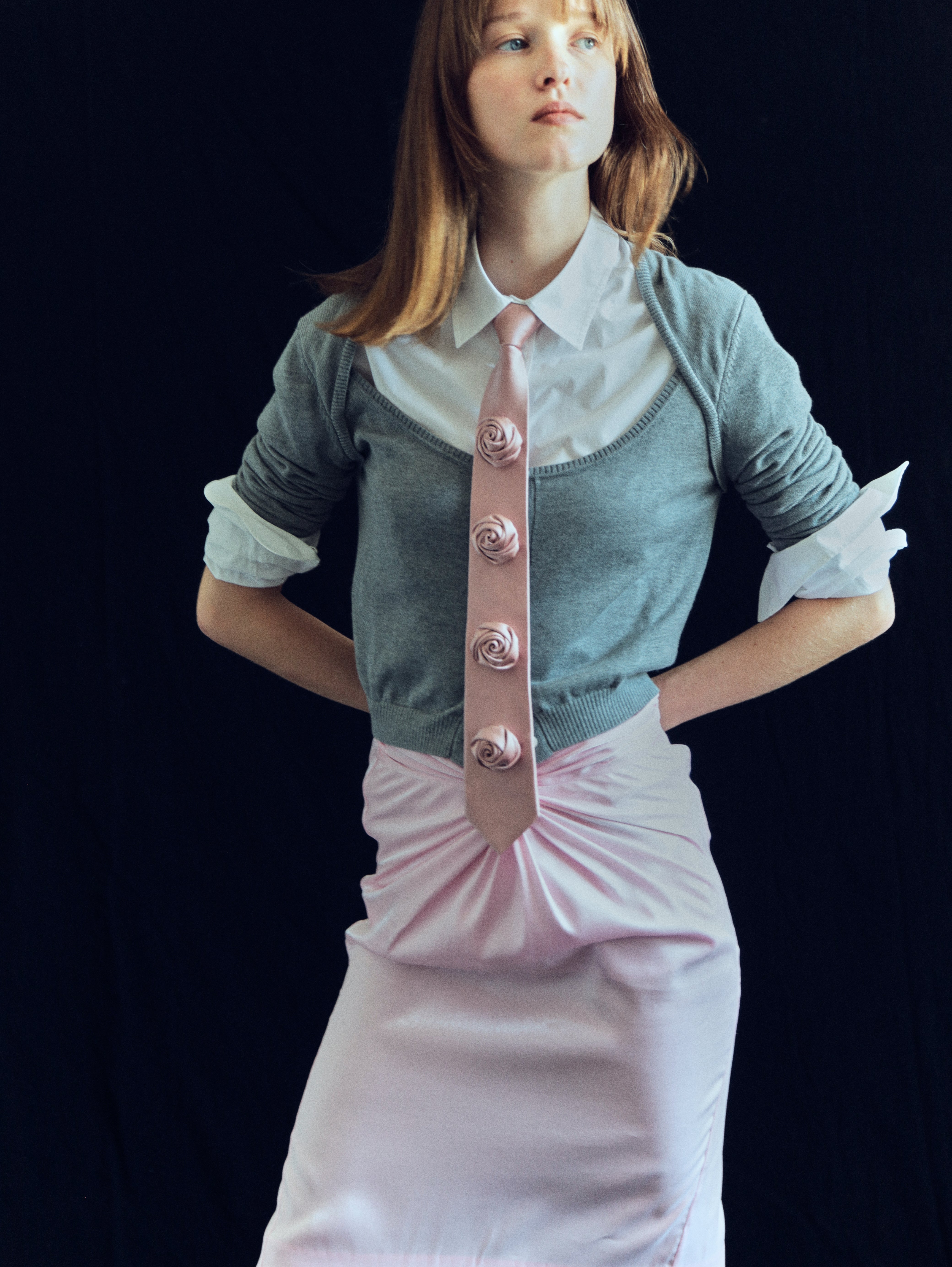 Rose rope tie (pink)