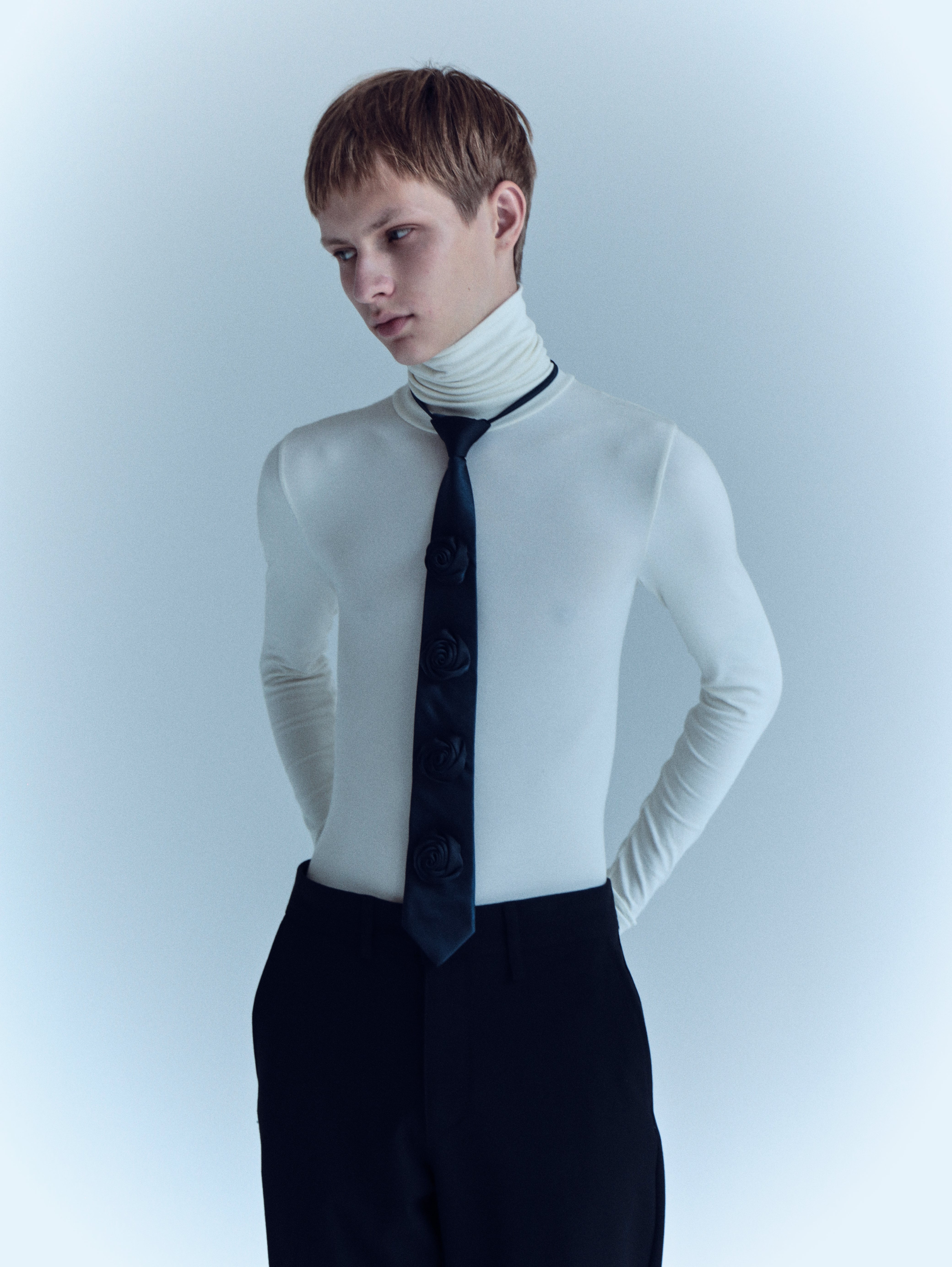 Rose rope tie (navy)