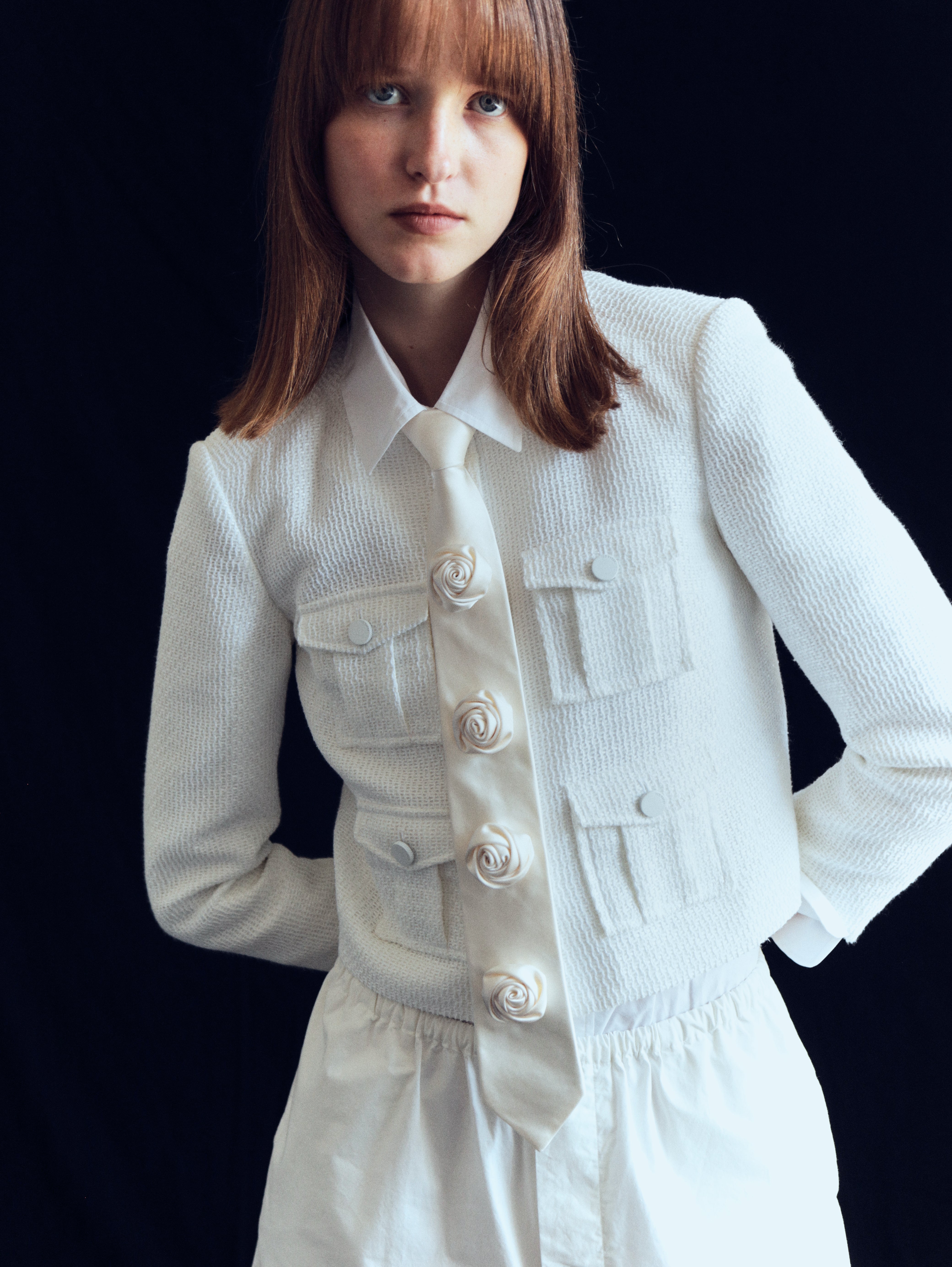Rose rope tie (off white)