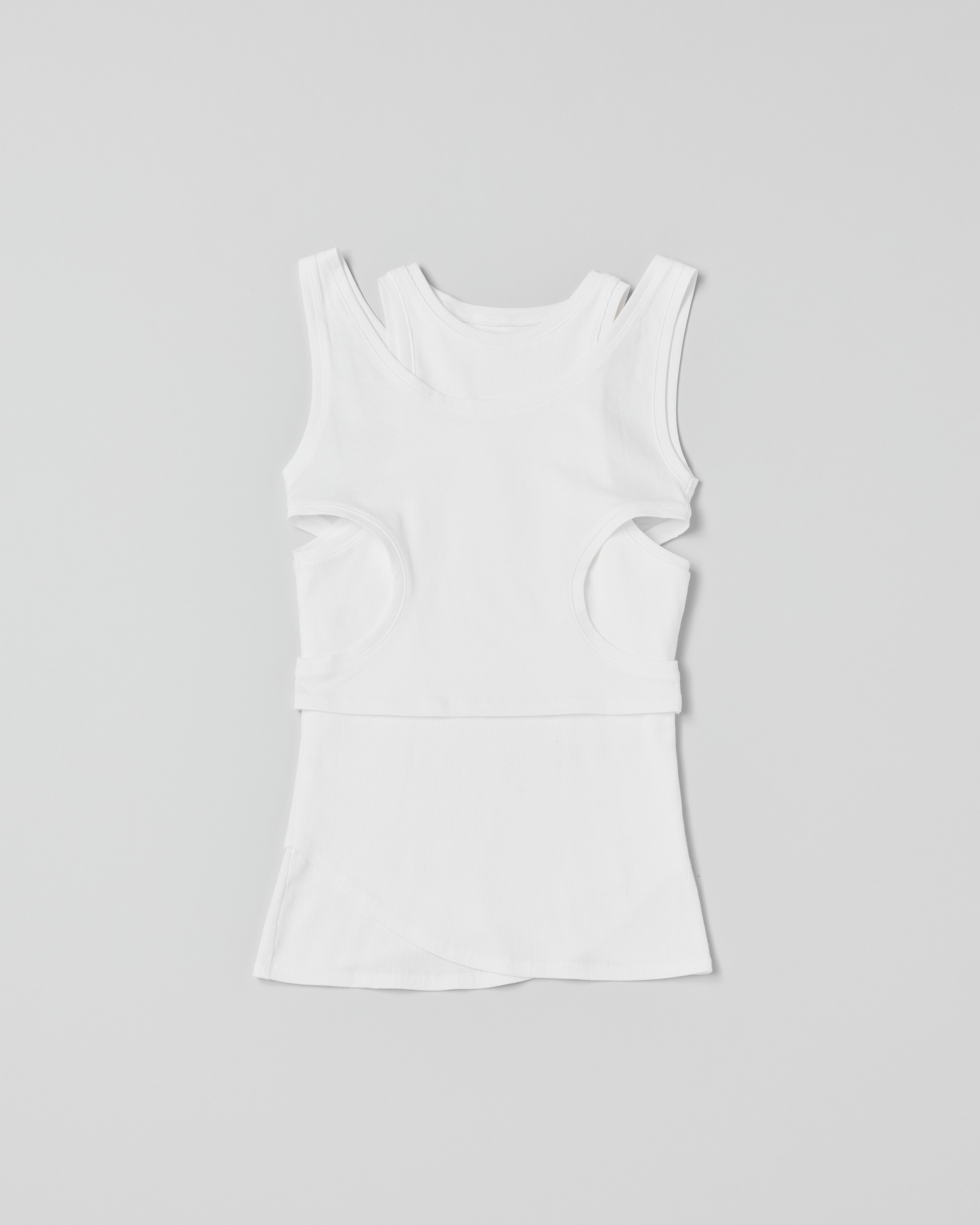 Cutting layered tank top (white)