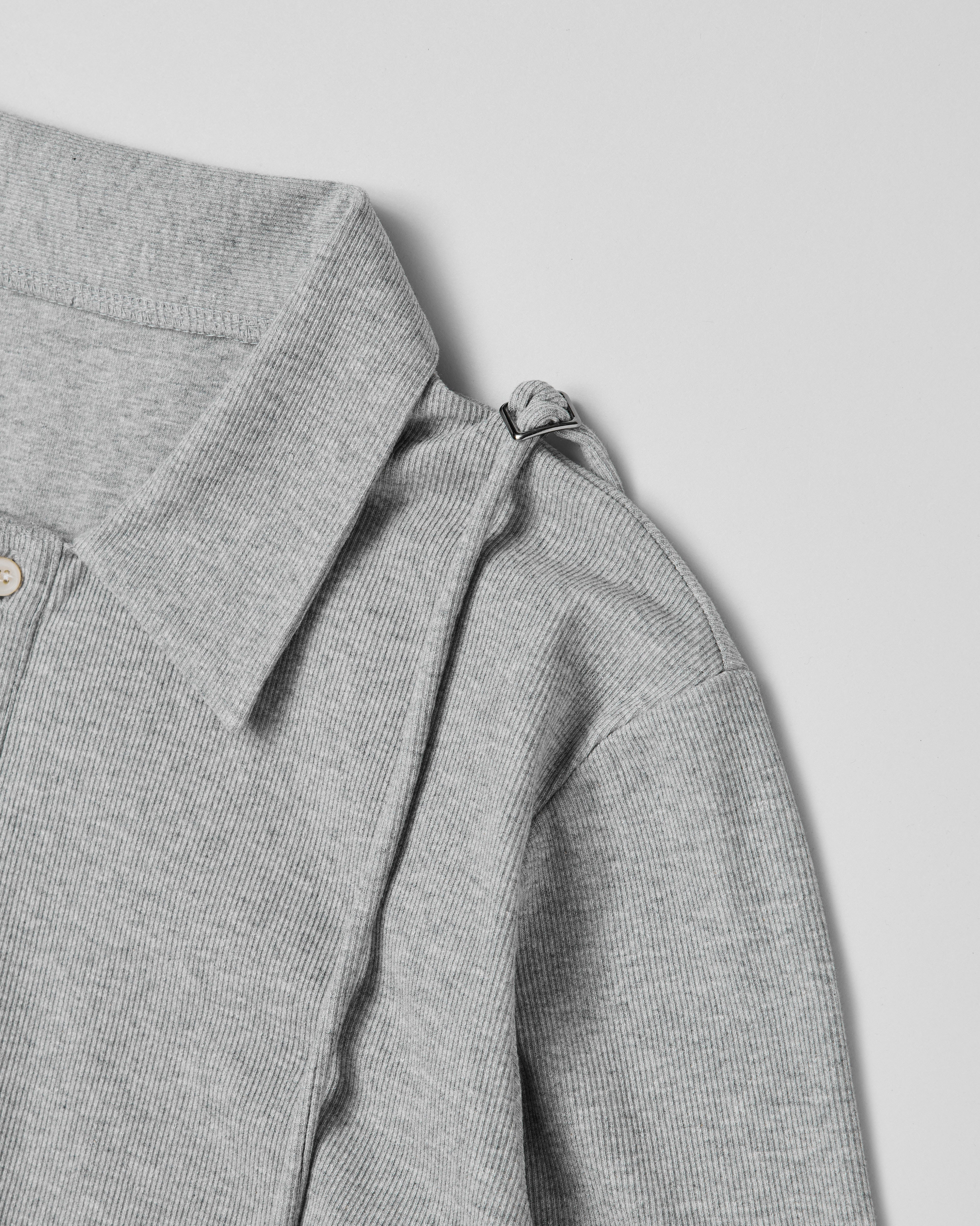 Lace-up polo shirt (gray)