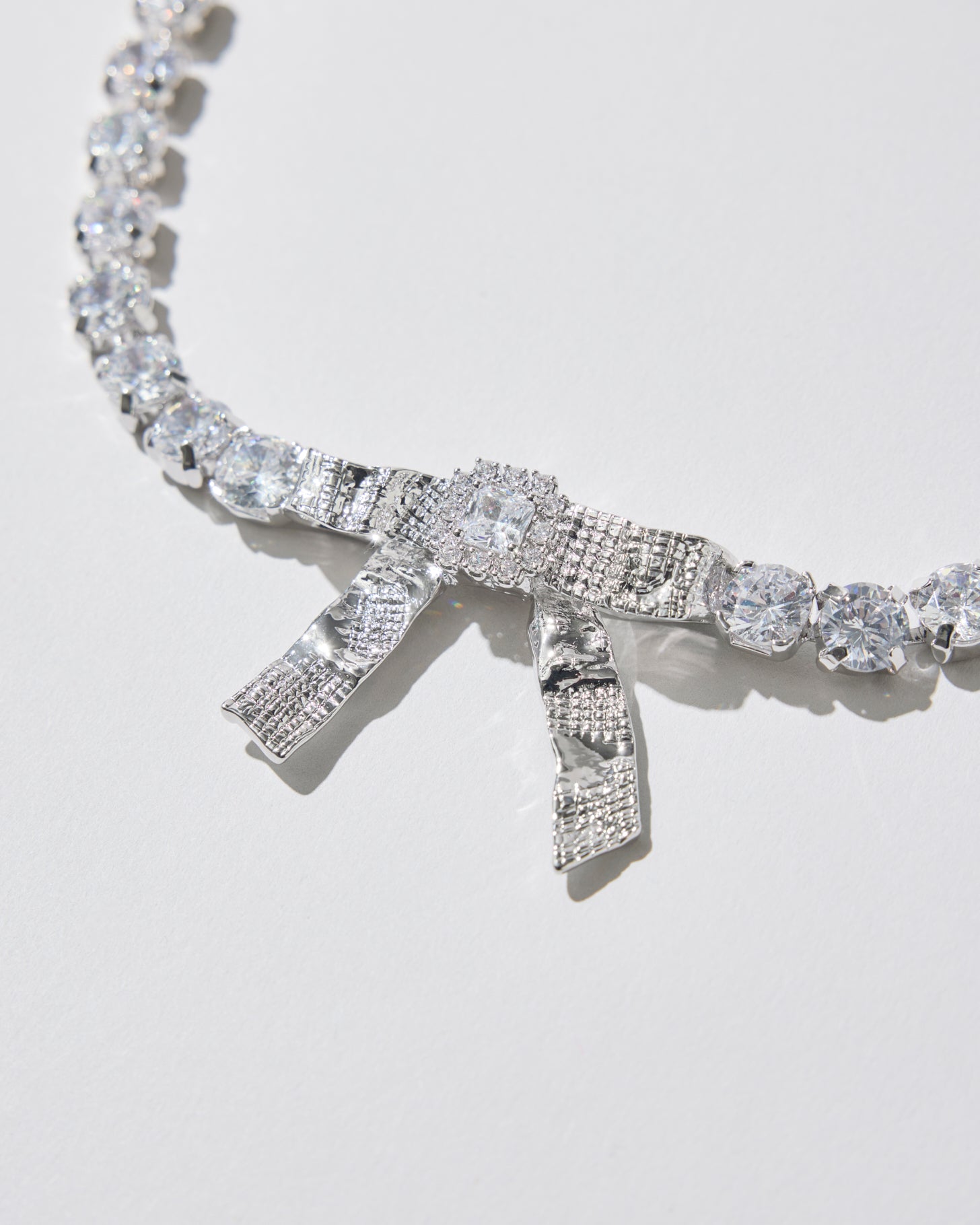 Tin Foil Bow Gemstone Necklace