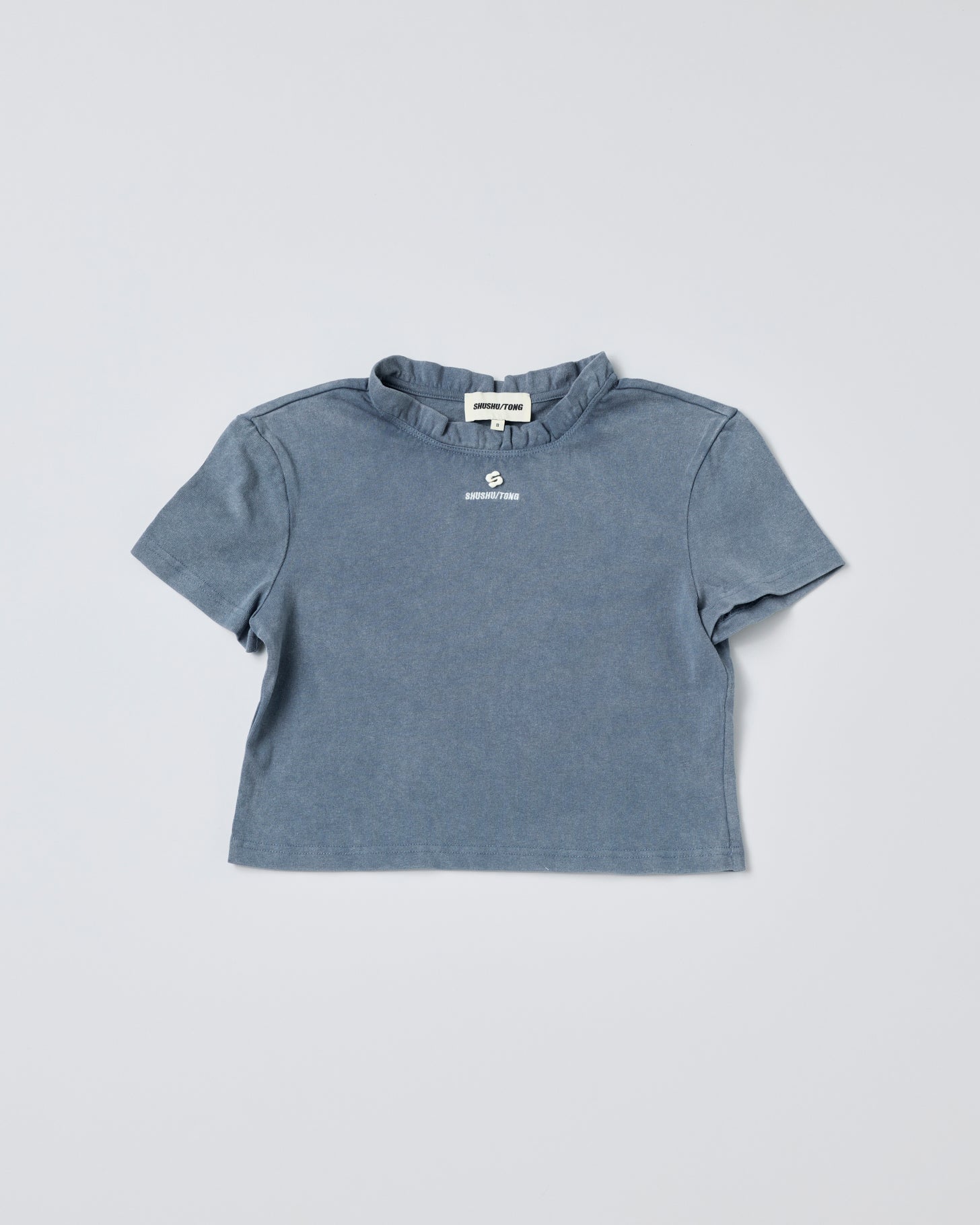Wave Lace Collar T-Shirt(Blue gray)