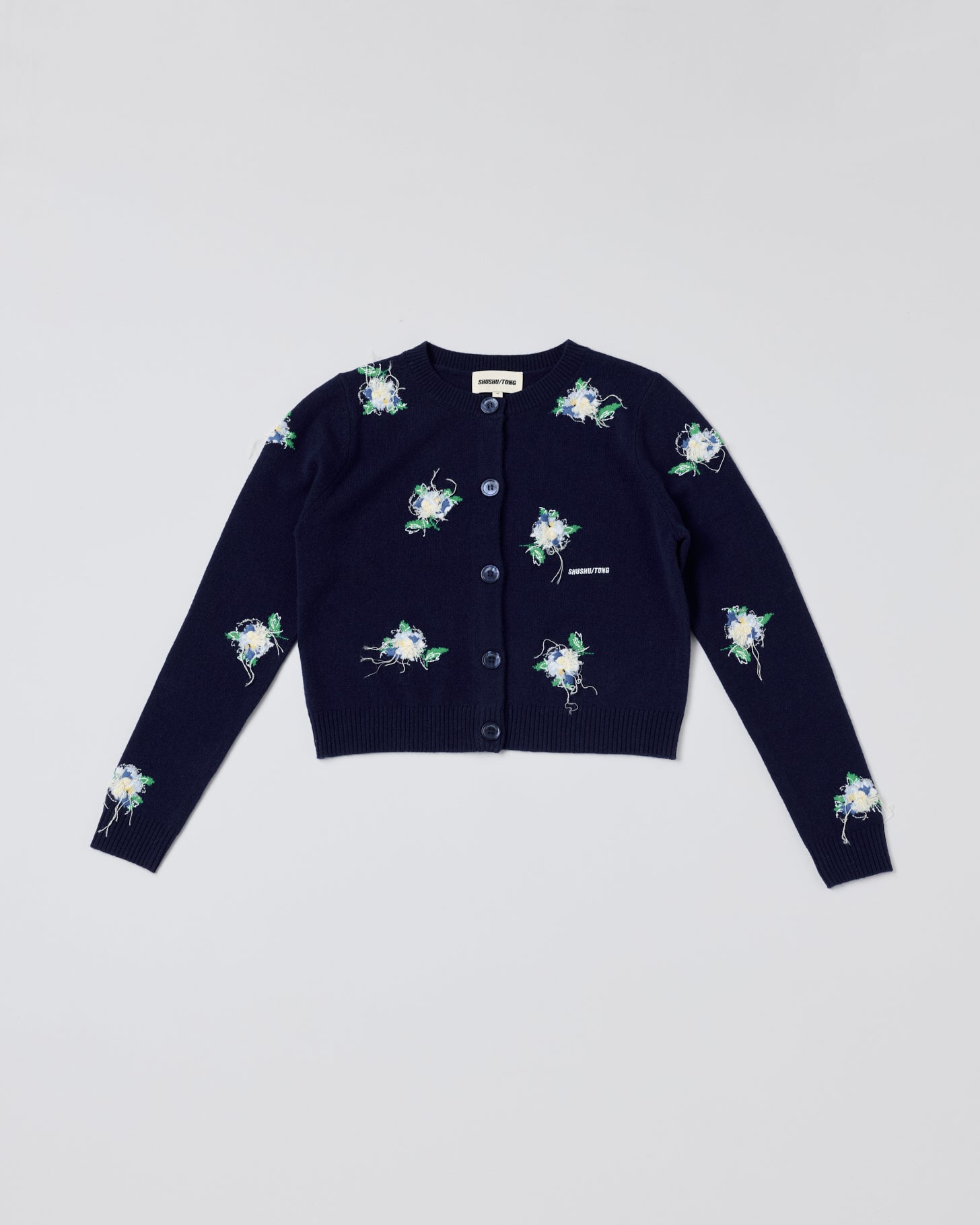 Threadwork Knit Cardigan(Navy blue)