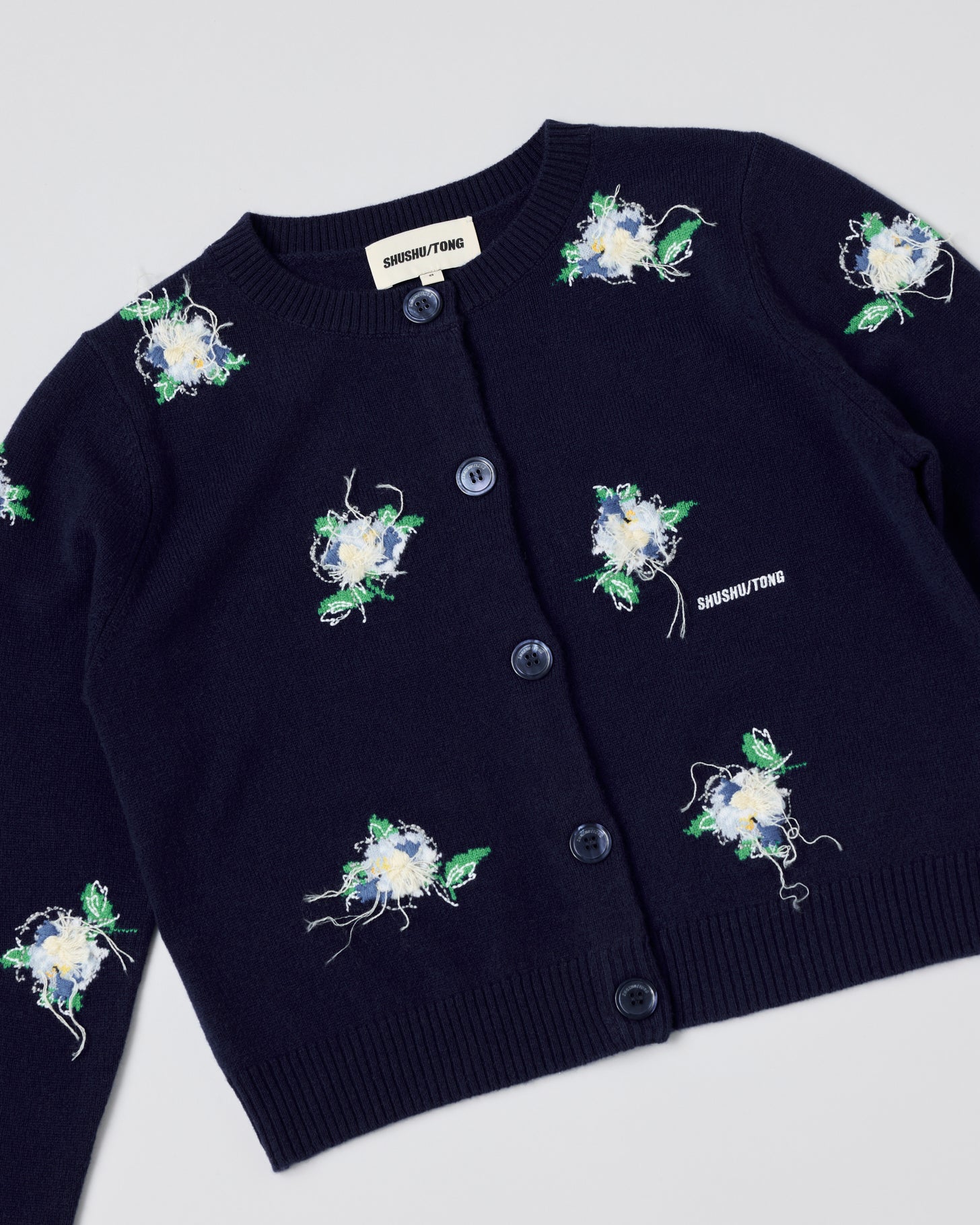 Threadwork Knit Cardigan(Navy blue)