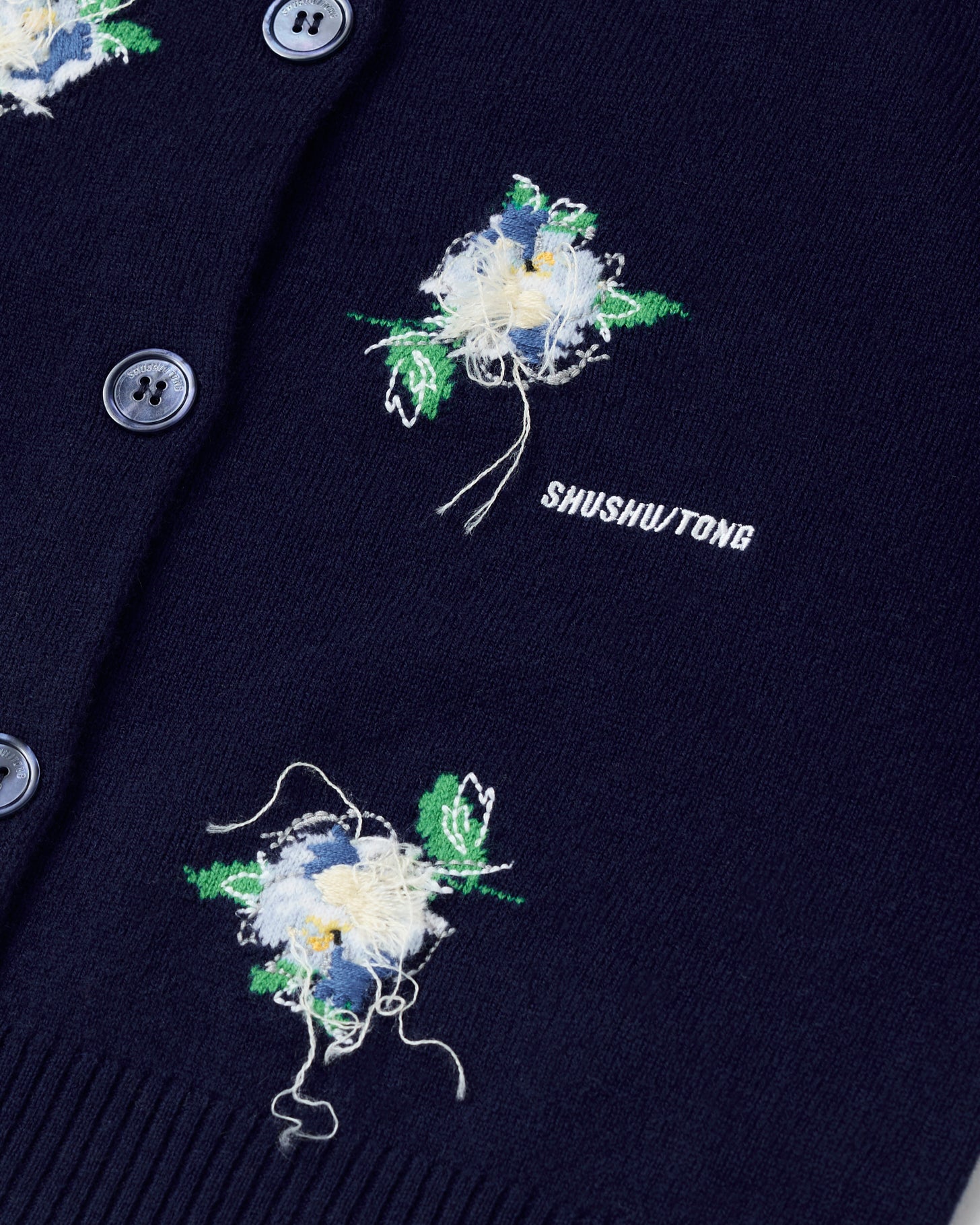 Threadwork Knit Cardigan(Navy blue)