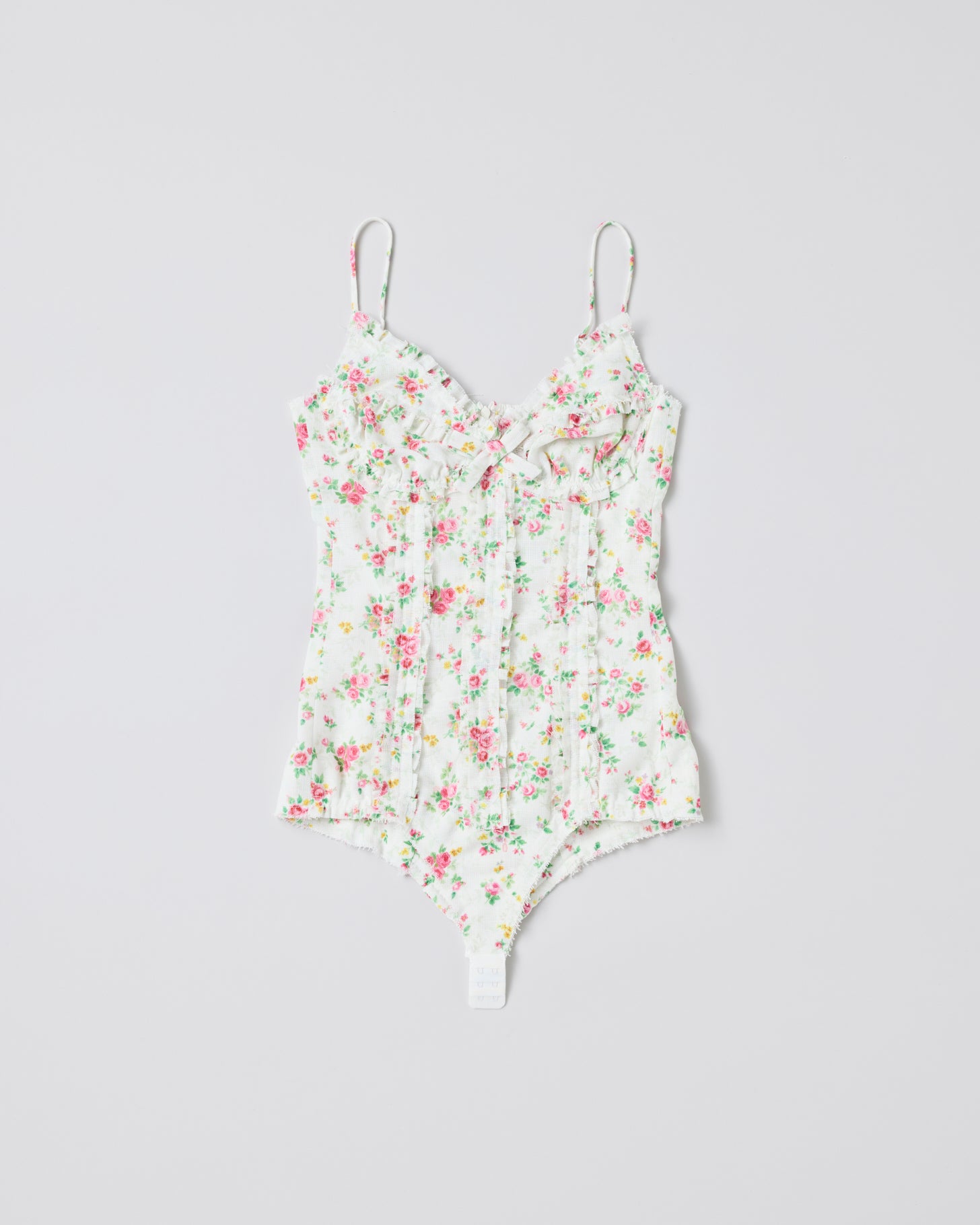 Ruched Bustier Cami Top(White print)