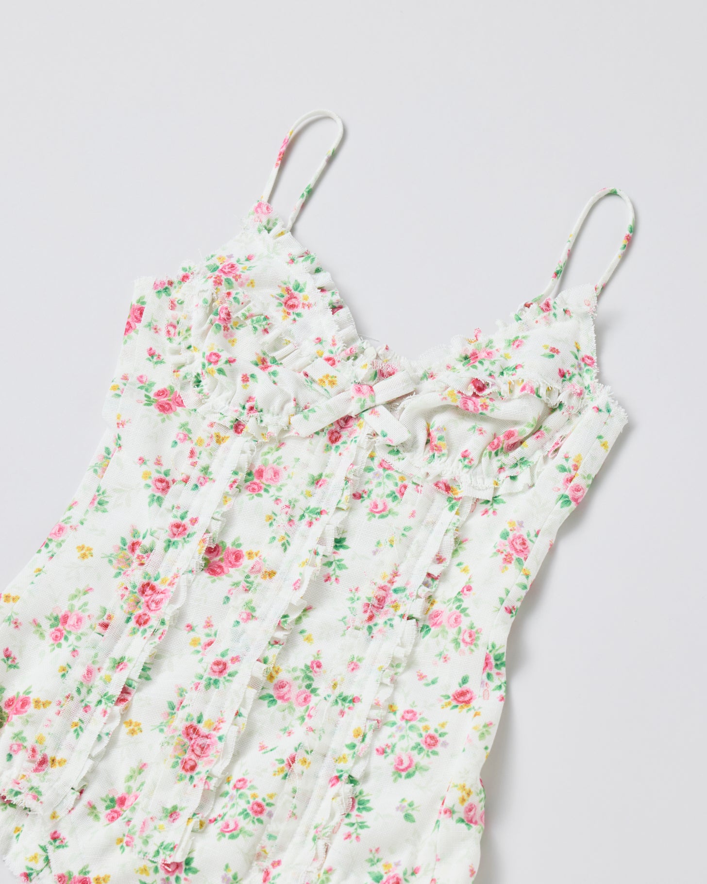 Ruched Bustier Cami Top(White print)