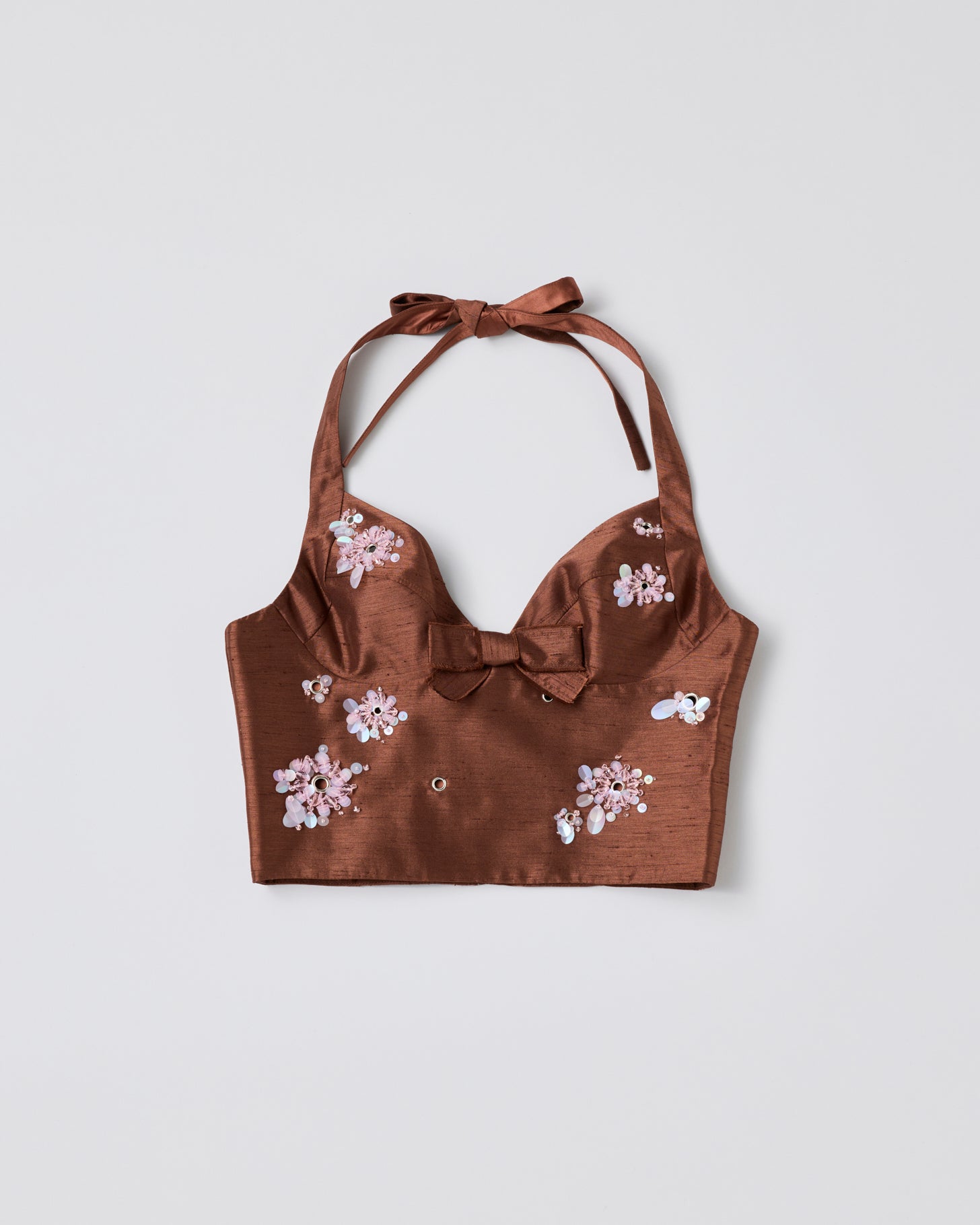 Halter Bow Tie Cami Top(Brown)