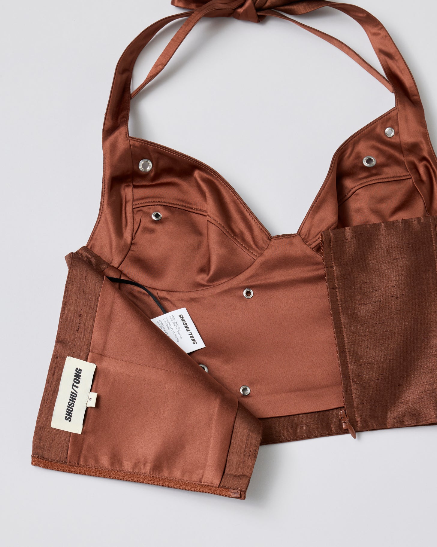 Halter Bow Tie Cami Top(Brown)