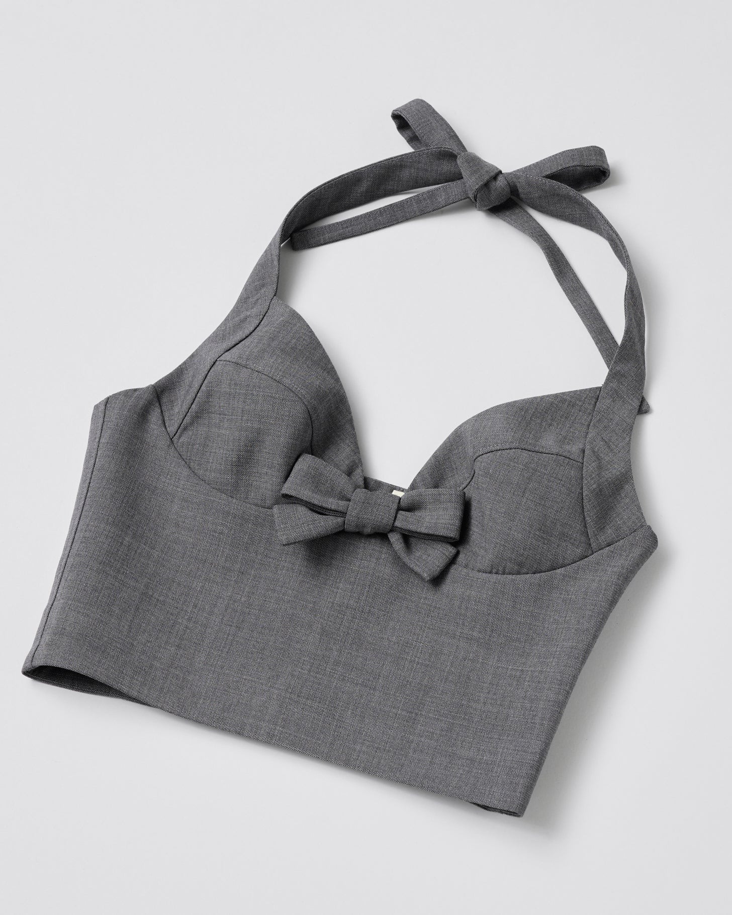 Halter Bow Tie Cami Top(Gray)