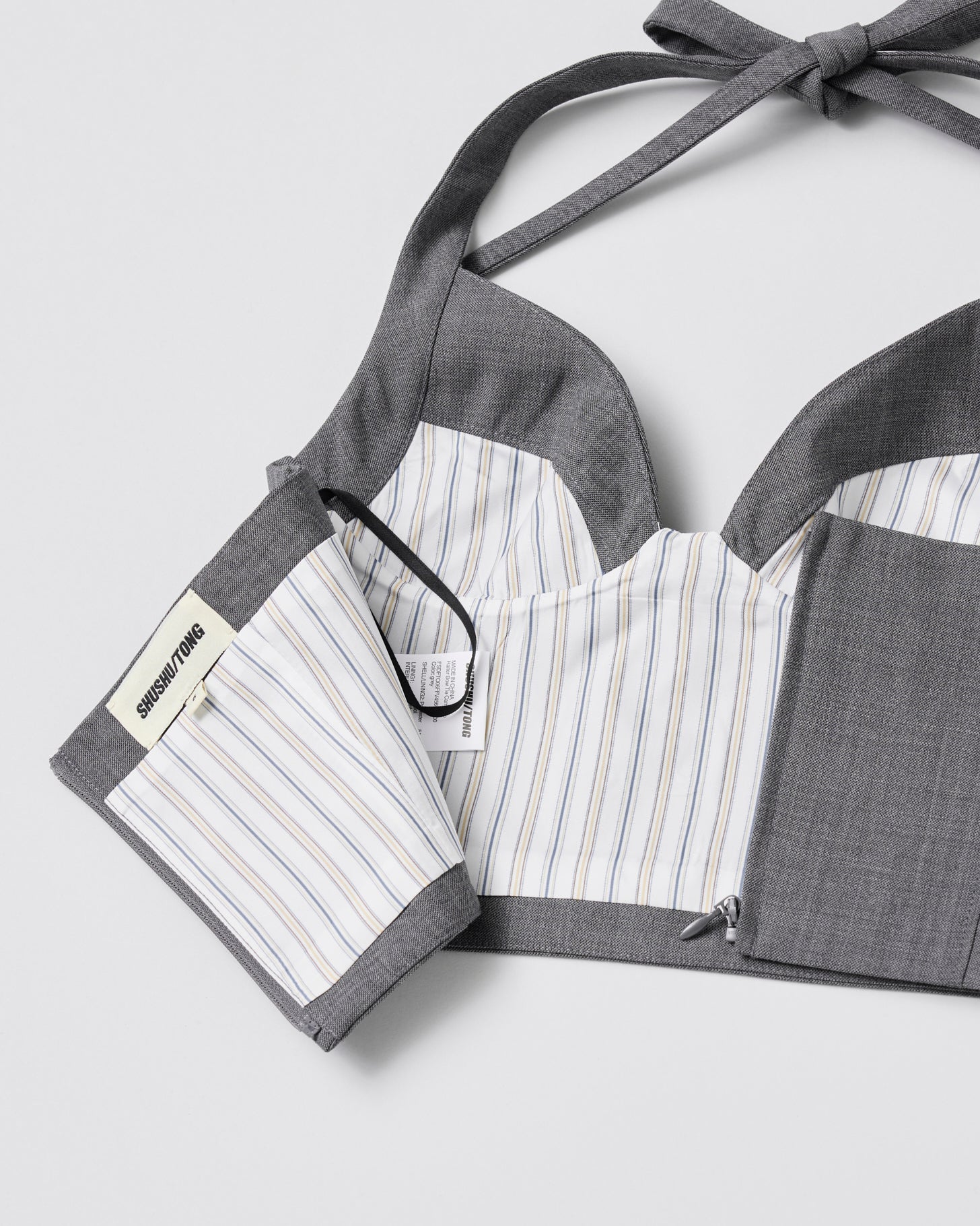 Halter Bow Tie Cami Top(Gray)