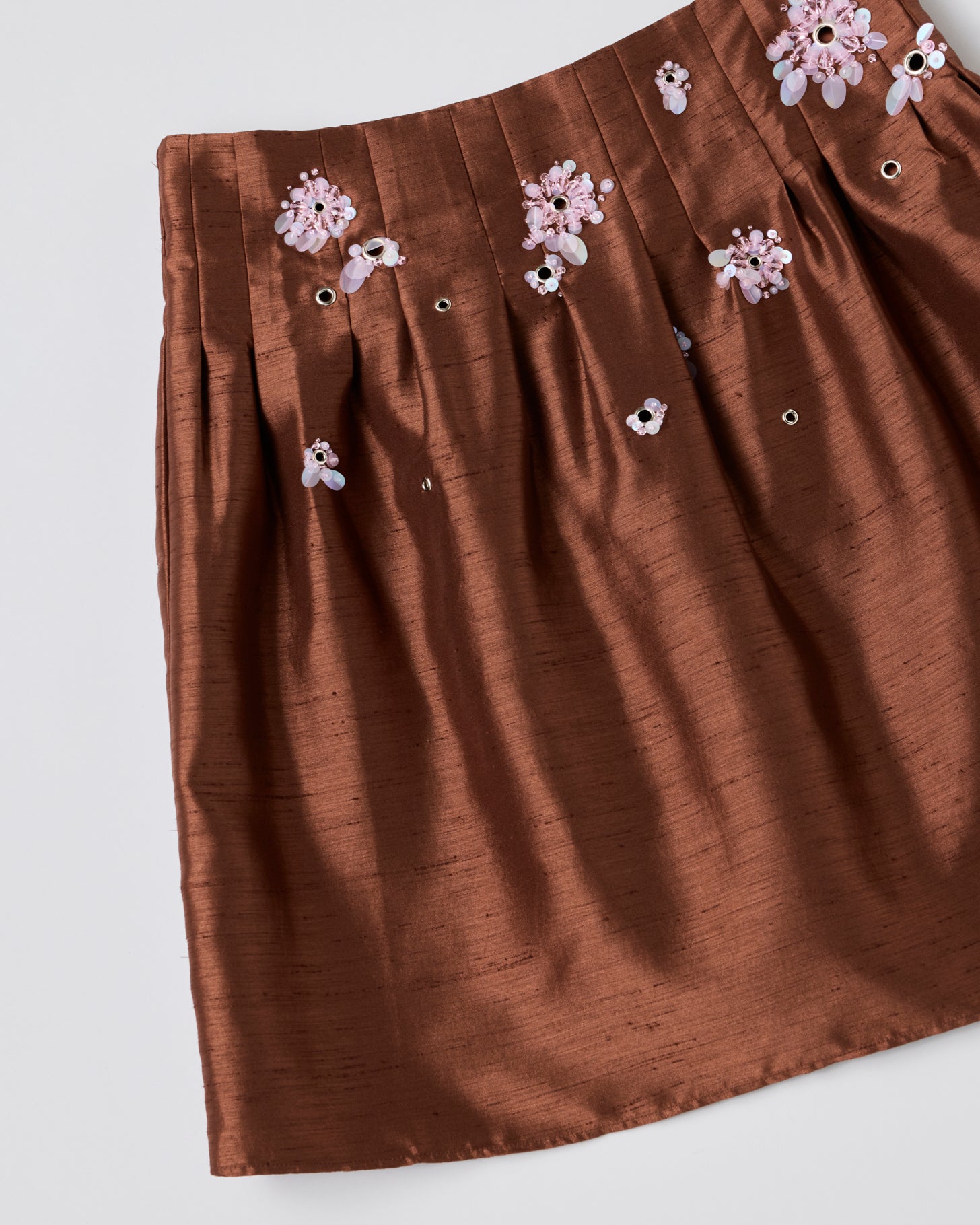 Low-Waist Pleated Skirt(Brown)