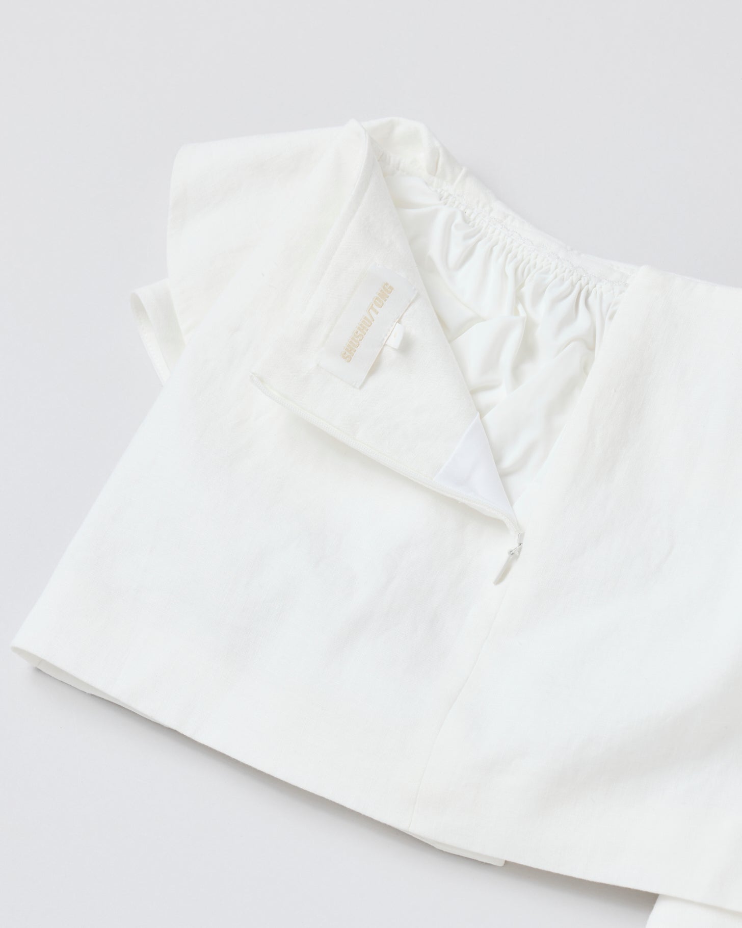 Asymmetrical Bow & Ruffle Skirt(White)