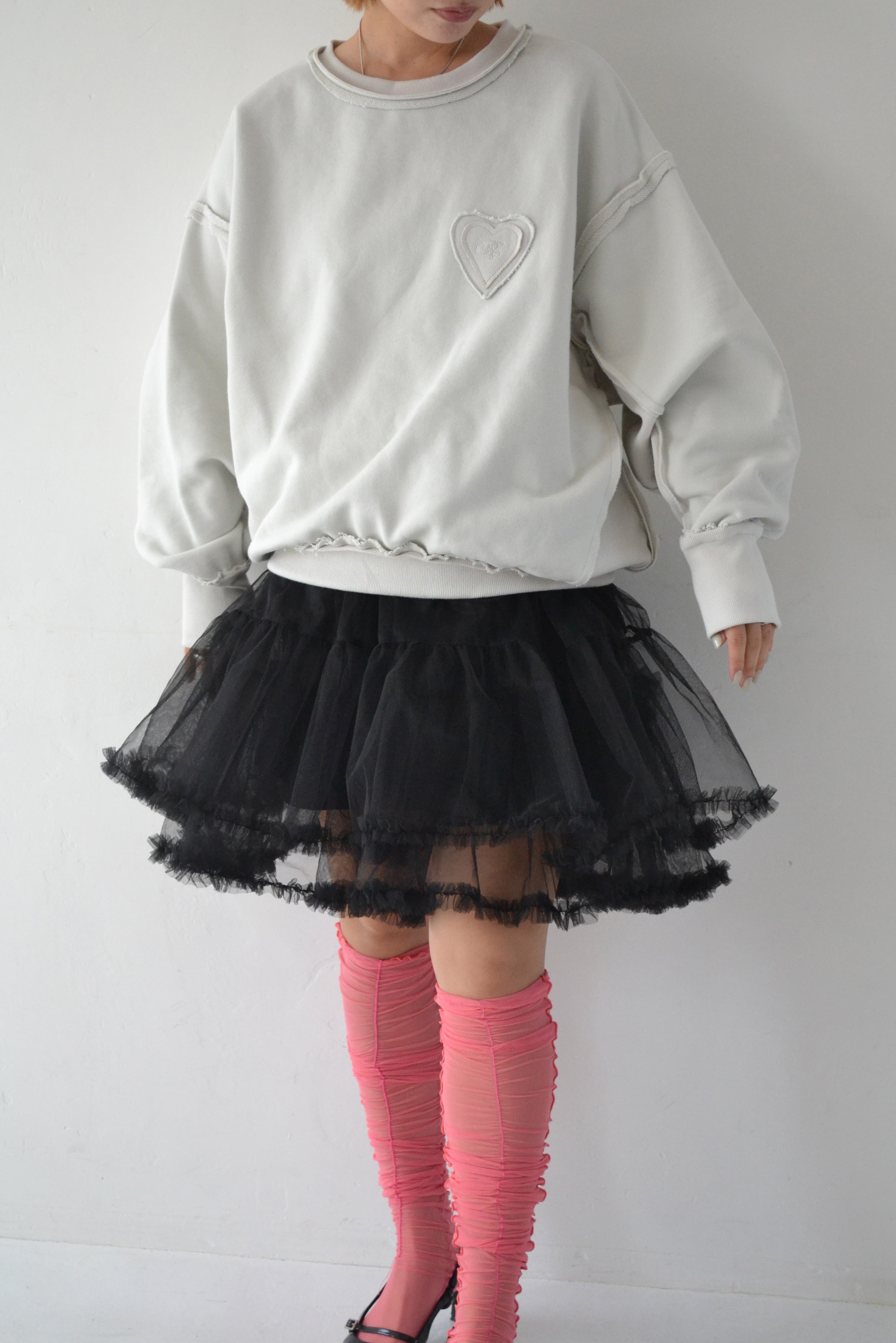 Oversized sweat shirt (white gray)